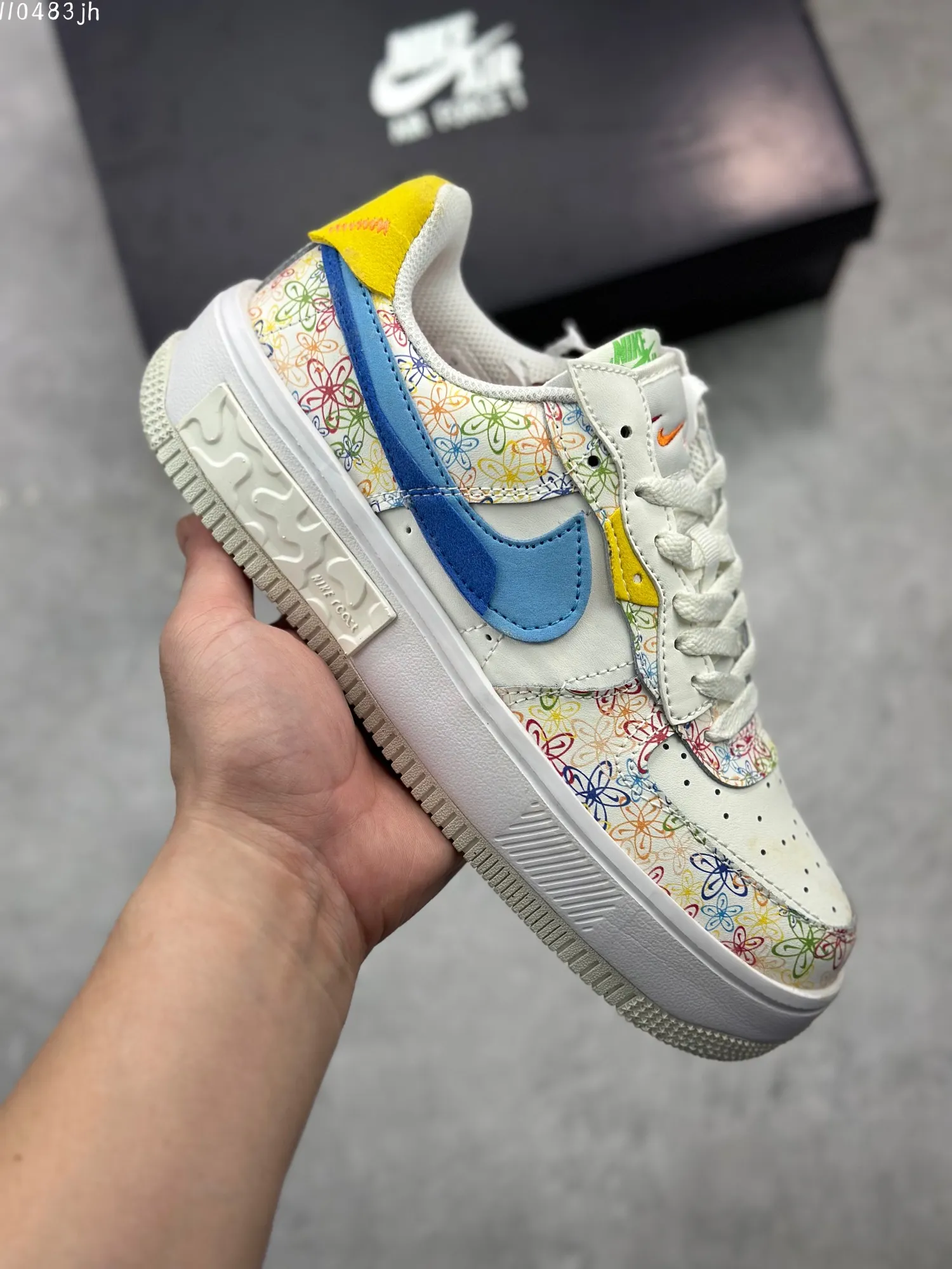 Compact Nike Air Force 1 Fontanka “Floral” – White Blue Yellow, Low-Top Rep Shoes, Best Replica Sneakers 1019