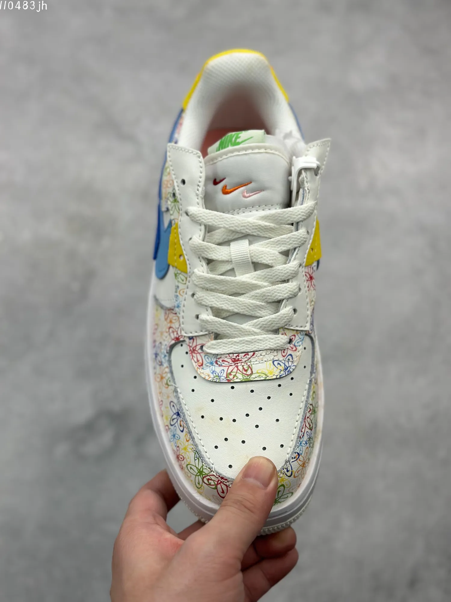 Compact Nike Air Force 1 Fontanka “Floral” – White Blue Yellow, Low-Top Rep Shoes, Best Replica Sneakers 1019