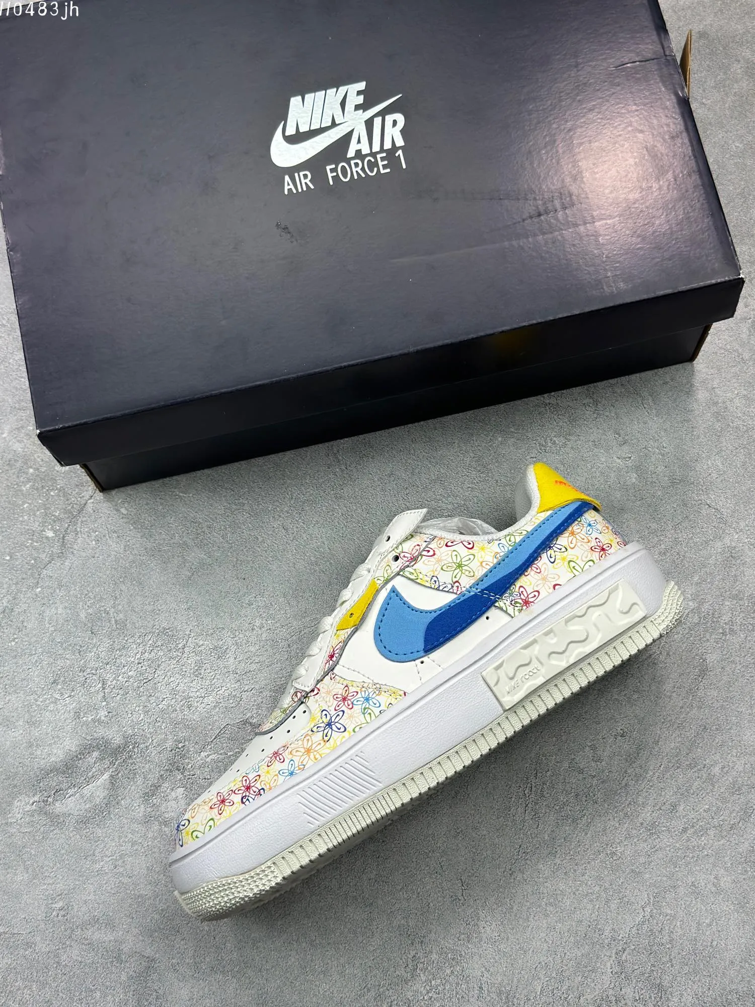 Compact Nike Air Force 1 Fontanka “Floral” – White Blue Yellow, Low-Top Rep Shoes, Best Replica Sneakers 1019
