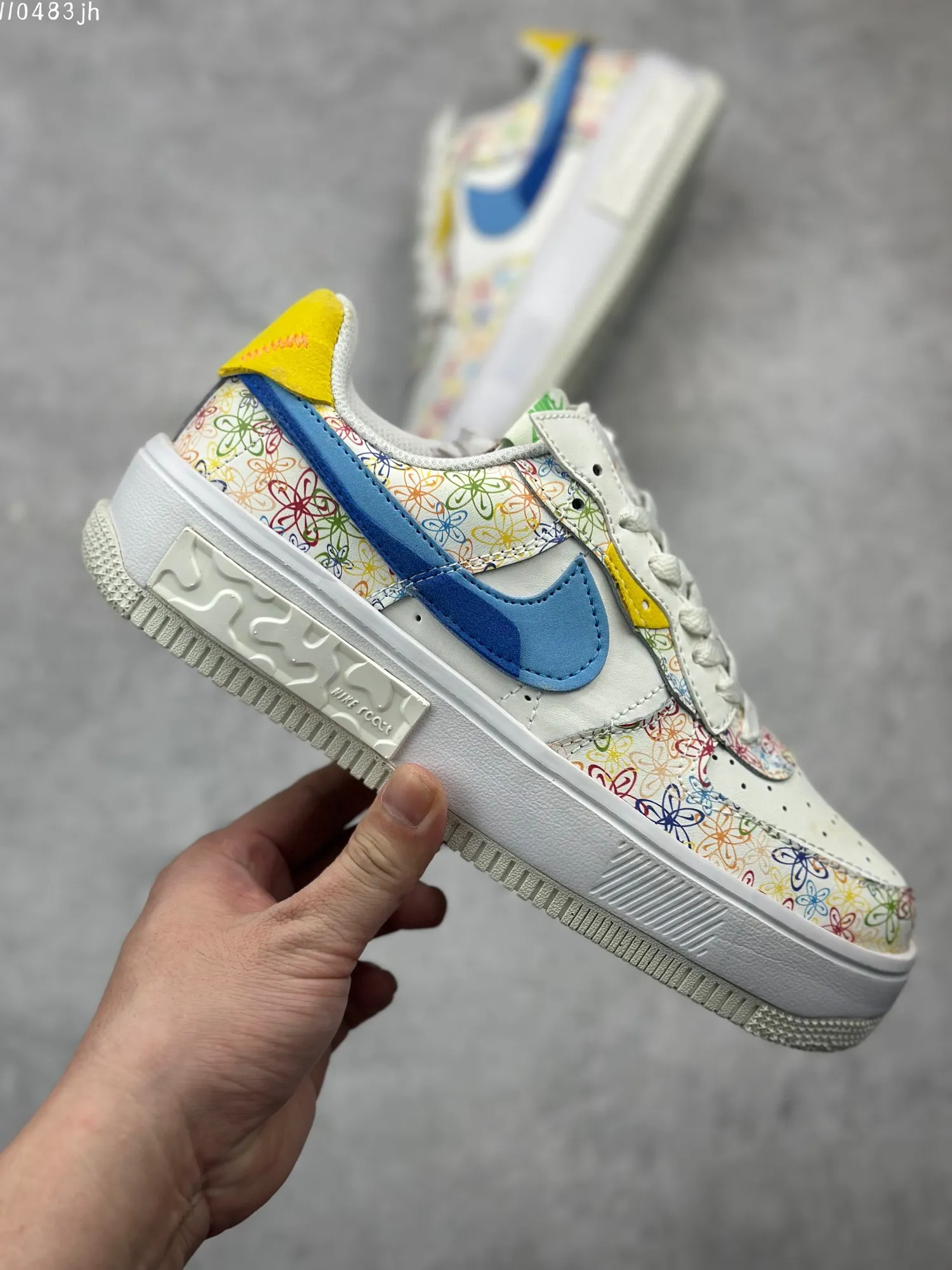 Compact Nike Air Force 1 Fontanka “Floral” – White Blue Yellow, Low-Top Rep Shoes, Best Replica Sneakers 1019