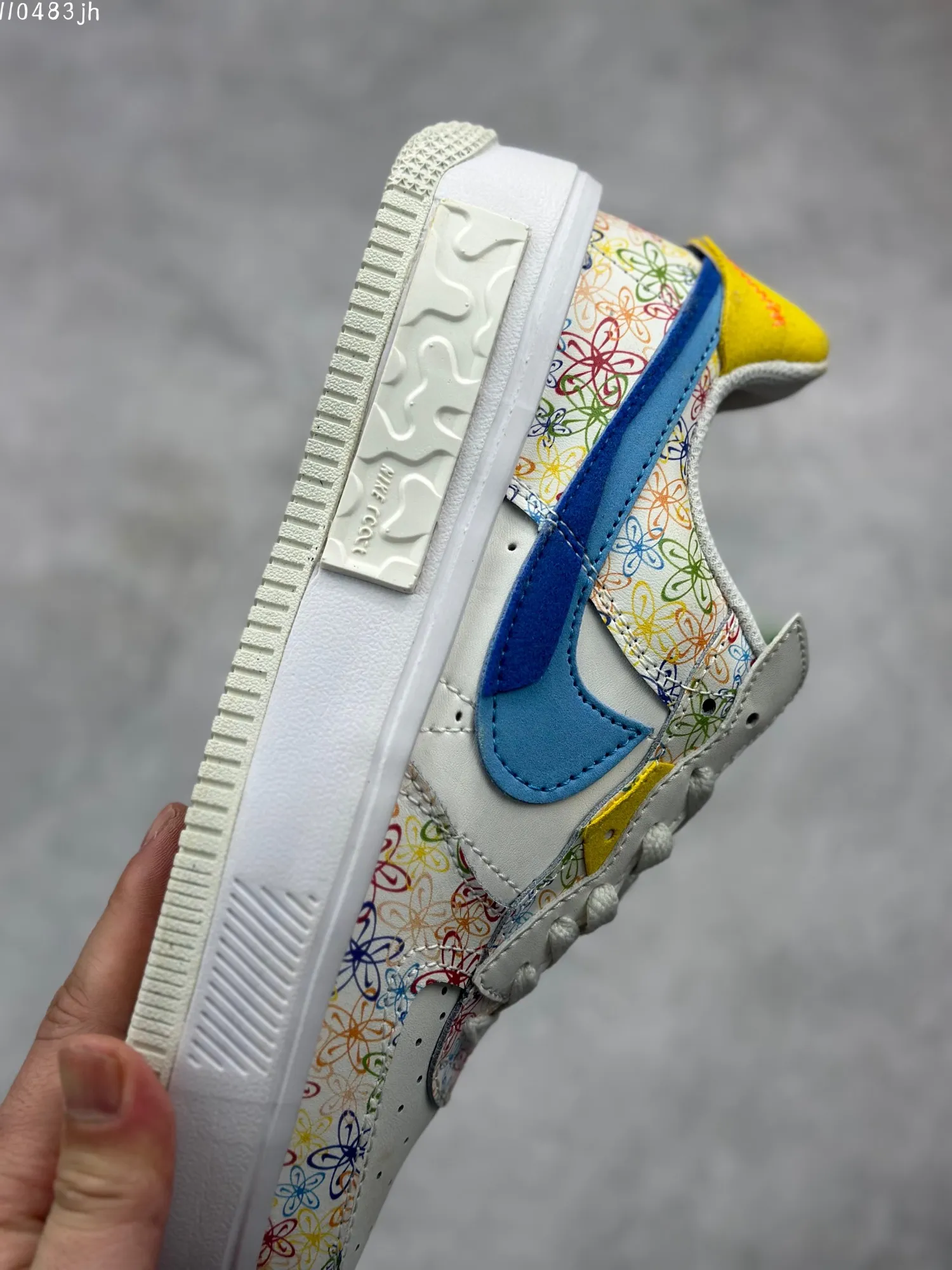 Compact Nike Air Force 1 Fontanka “Floral” – White Blue Yellow, Low-Top Rep Shoes, Best Replica Sneakers 1019