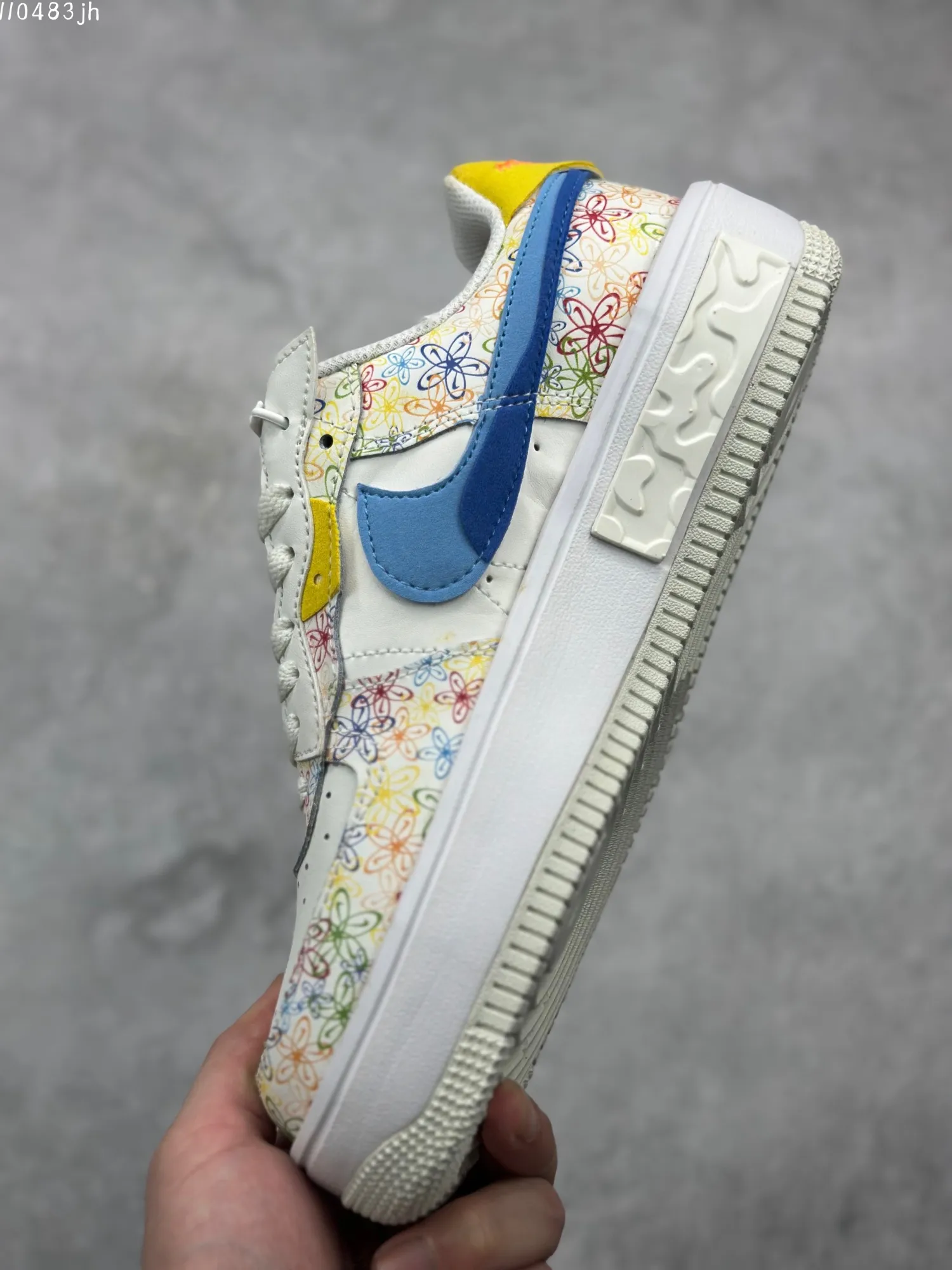 Compact Nike Air Force 1 Fontanka “Floral” – White Blue Yellow, Low-Top Rep Shoes, Best Replica Sneakers 1019