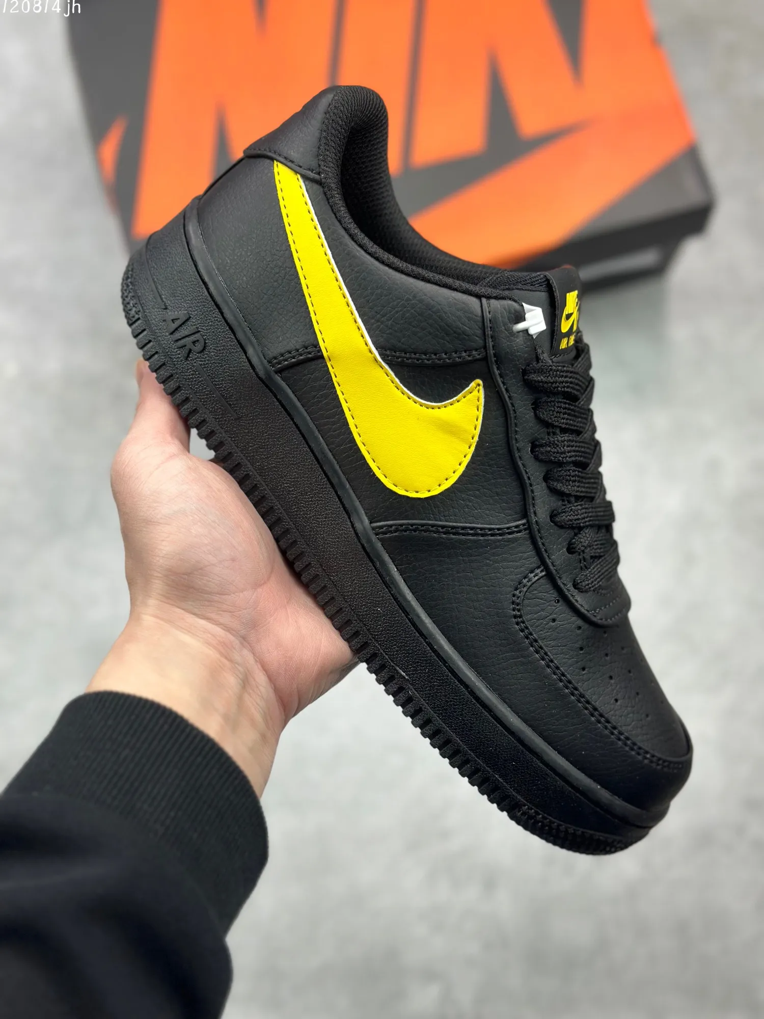 Nike Air Force 1 Low ’07 Black Yellow Swoosh  Sneakers – High Quality Replica Shoes CI9553- Flexible 1089