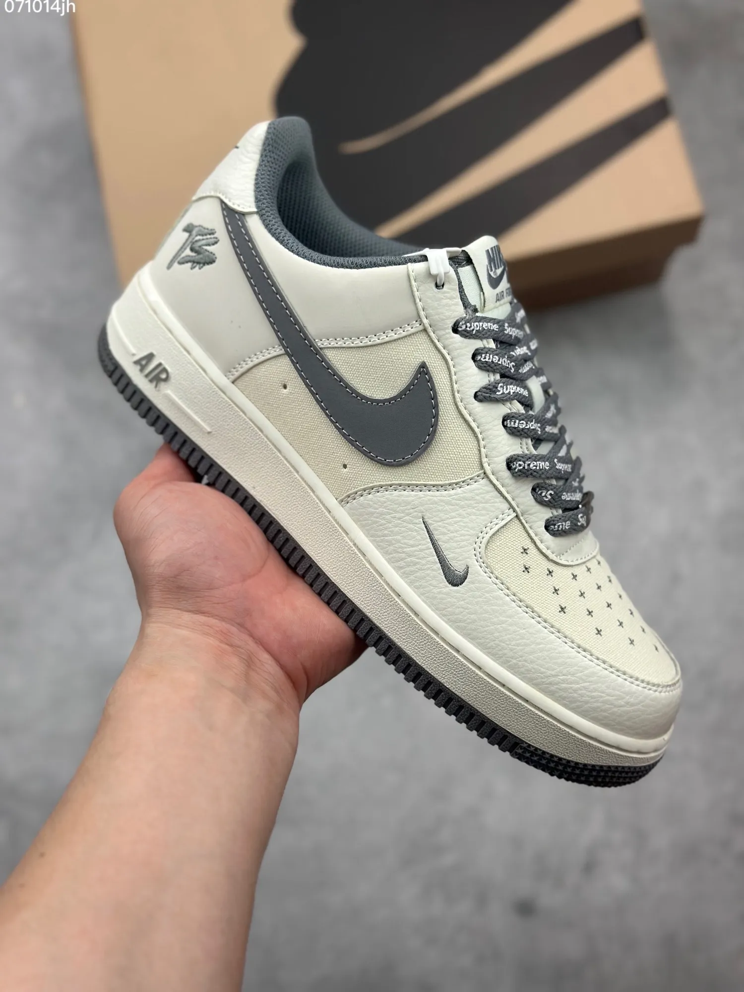 Sophisticated Nike Air Force 1 Low ’07 “Cream Grey”  Sneakers – Custom Leather, Full Air Sole, Various Sizes, Top Rep Shoes, Best Replica Sneakers 1058