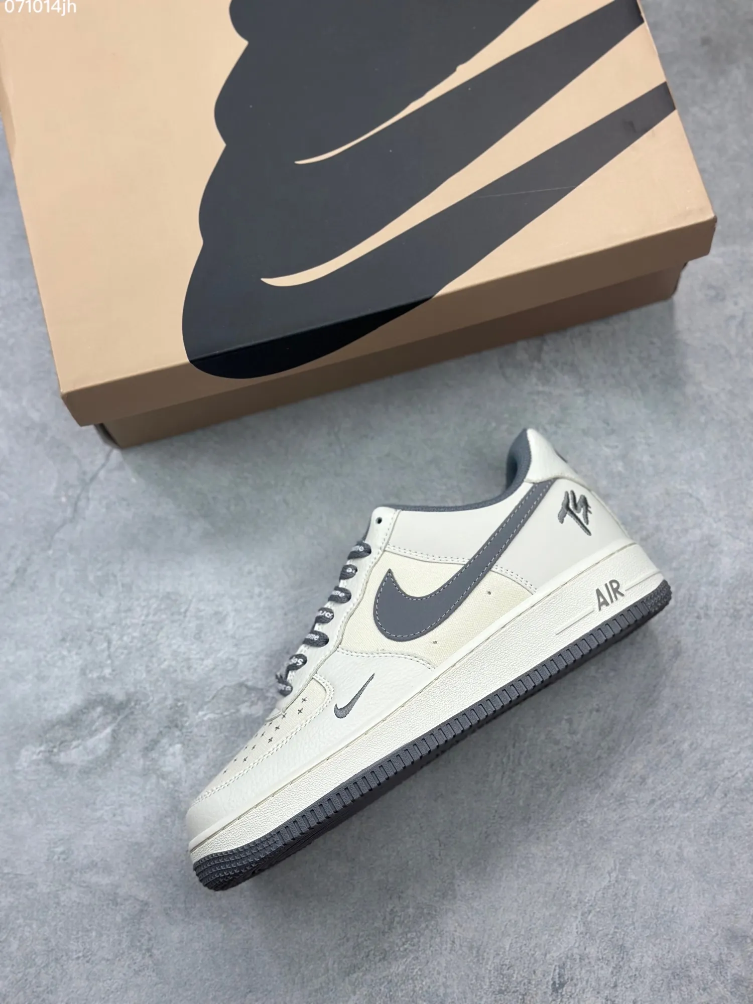 Sophisticated Nike Air Force 1 Low ’07 “Cream Grey”  Sneakers – Custom Leather, Full Air Sole, Various Sizes, Top Rep Shoes, Best Replica Sneakers 1058