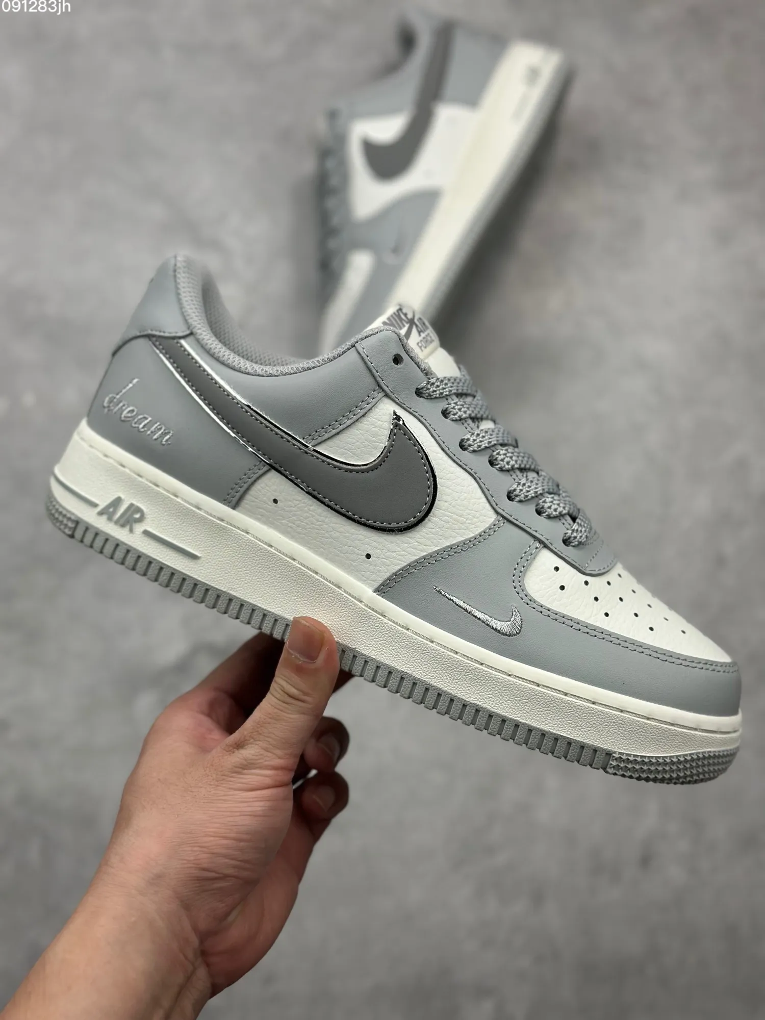 RelaxedFit Nike Air Force 1 Low ’07 “Dream” – Light Grey White Custom Low-Top Rep Shoes & Top Replica Sneakers 1032