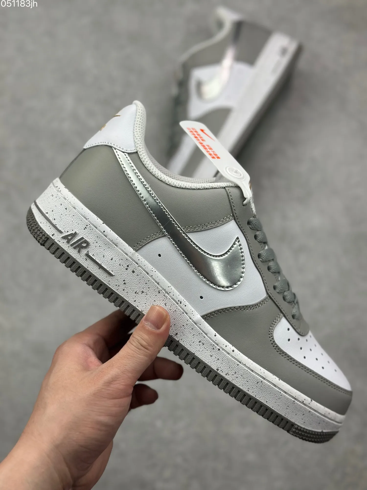 EasyCare Nike Air Force 1 Low ’07 “Grey Silver Splatter” – Official Custom Edition, Grey White, Low-Top Rep Shoes, Best Replica Sneakers 992