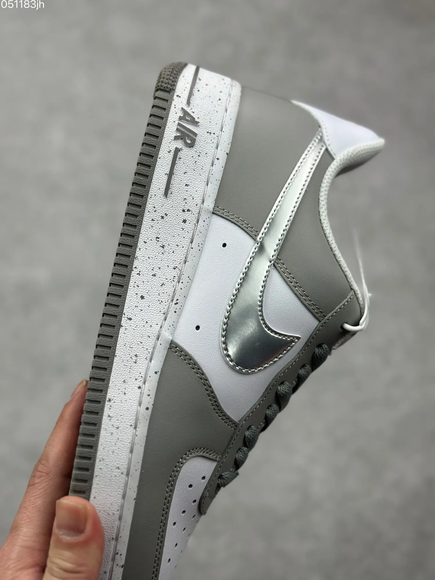 EasyCare Nike Air Force 1 Low ’07 “Grey Silver Splatter” – Official Custom Edition, Grey White, Low-Top Rep Shoes, Best Replica Sneakers 992