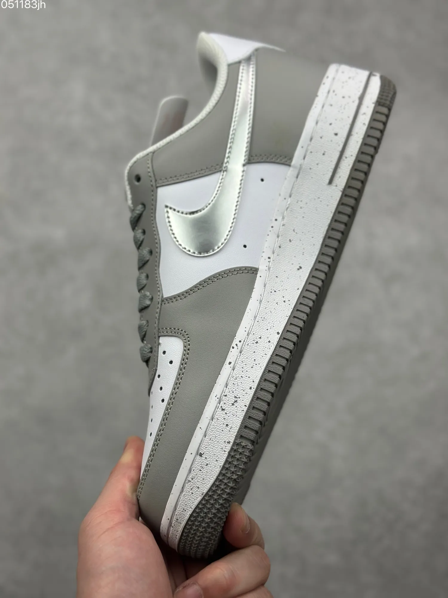 EasyCare Nike Air Force 1 Low ’07 “Grey Silver Splatter” – Official Custom Edition, Grey White, Low-Top Rep Shoes, Best Replica Sneakers 992