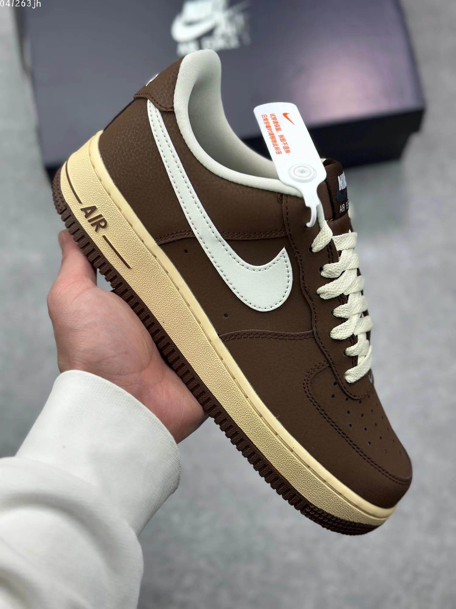 Nike Air Force 1 Low ’07 White Brown Custom Leather  Sneakers – High Quality Rep Shoes CQ5059- DailyWear 1078