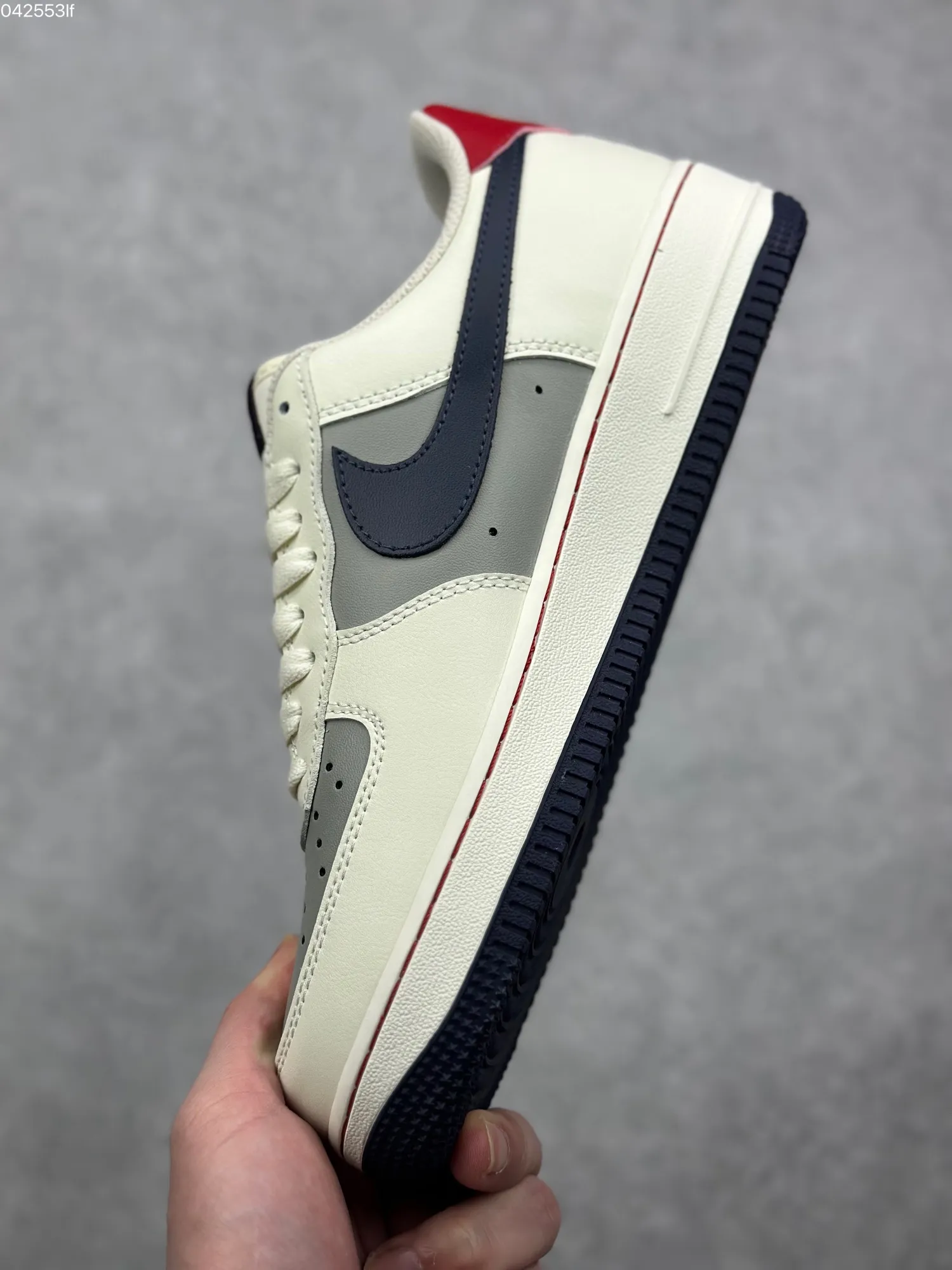 Nike Air Force 1 Low ’07 x Louis Vuitton White Navy Red Custom Rep Shoes – Best Replica Sneakers Durable 1001