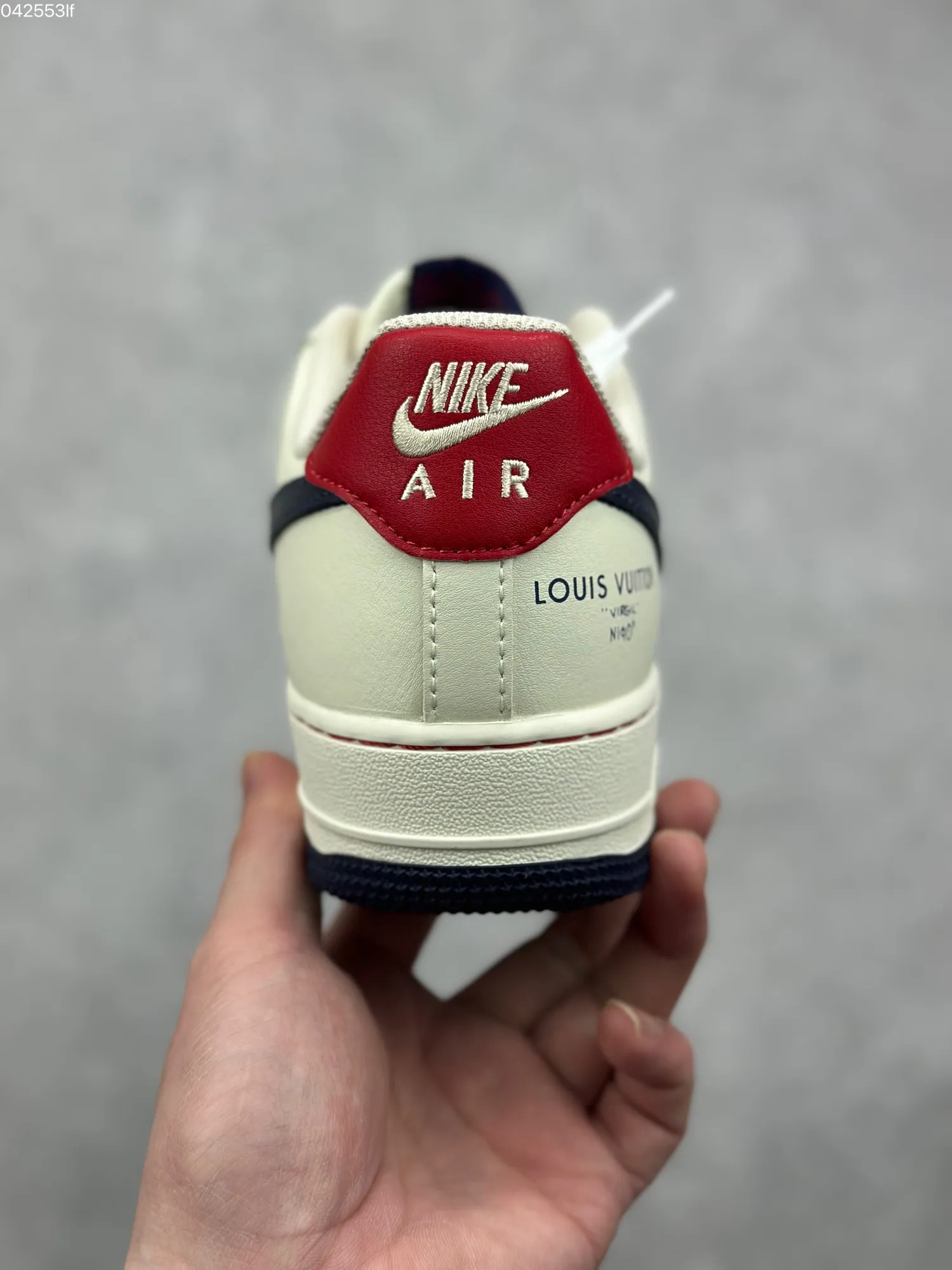 Nike Air Force 1 Low ’07 x Louis Vuitton White Navy Red Custom Rep Shoes – Best Replica Sneakers Durable 1001