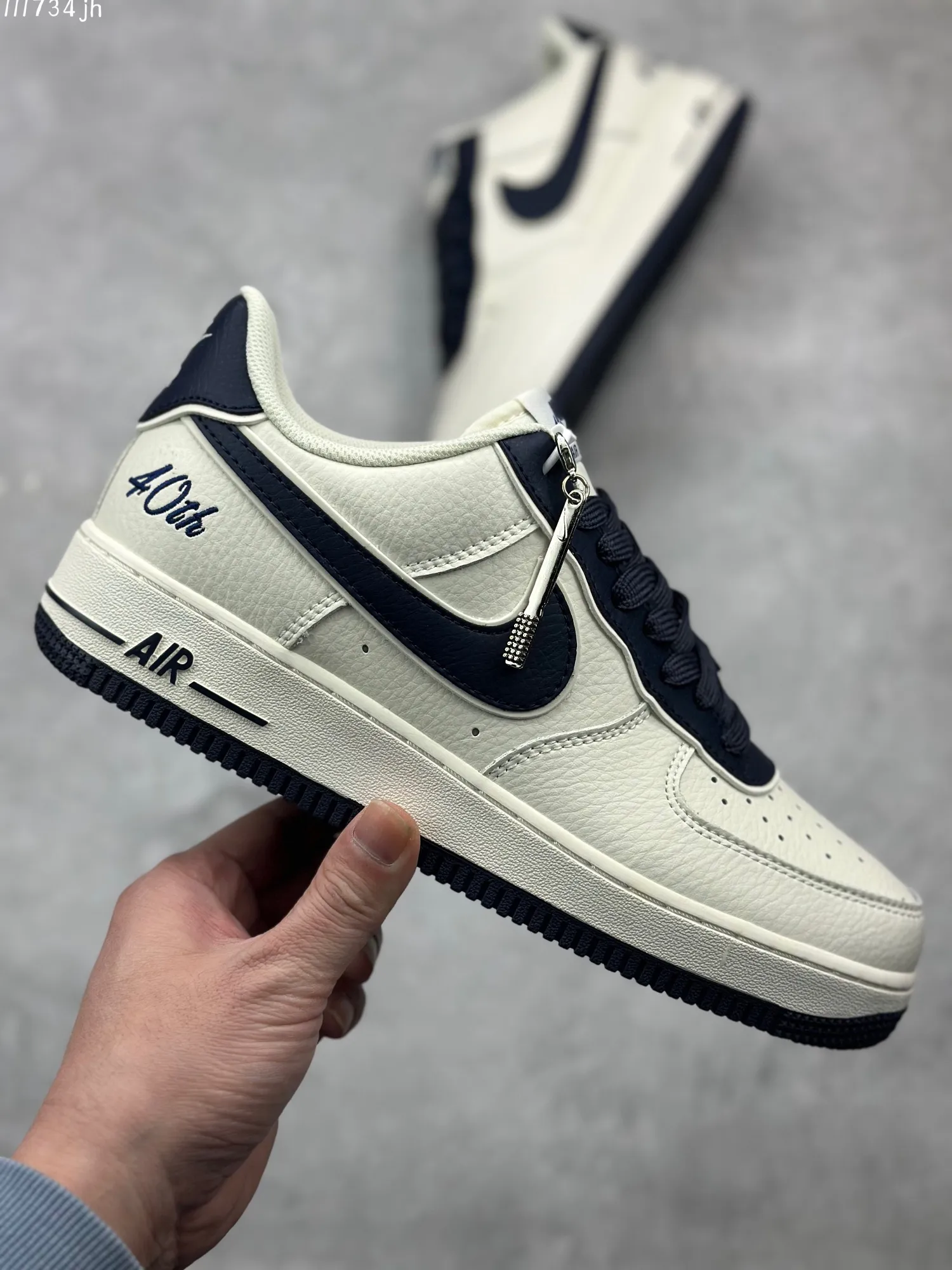 Stretchable Nike Air Force 1 Low “40TH” – Cream Navy Blue, Custom Low-Top Rep Shoes, Best Replica Sneakers 1015