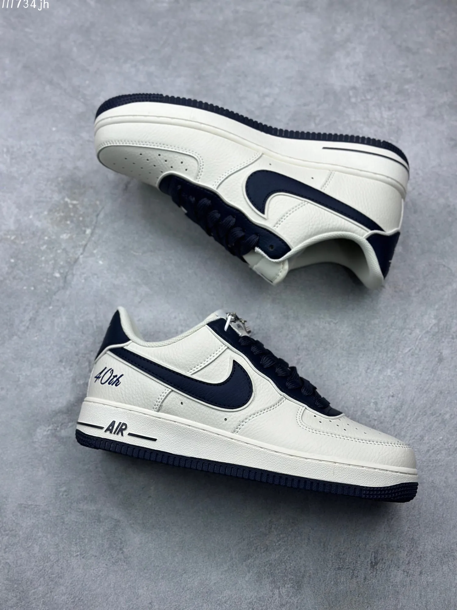 Stretchable Nike Air Force 1 Low “40TH” – Cream Navy Blue, Custom Low-Top Rep Shoes, Best Replica Sneakers 1015
