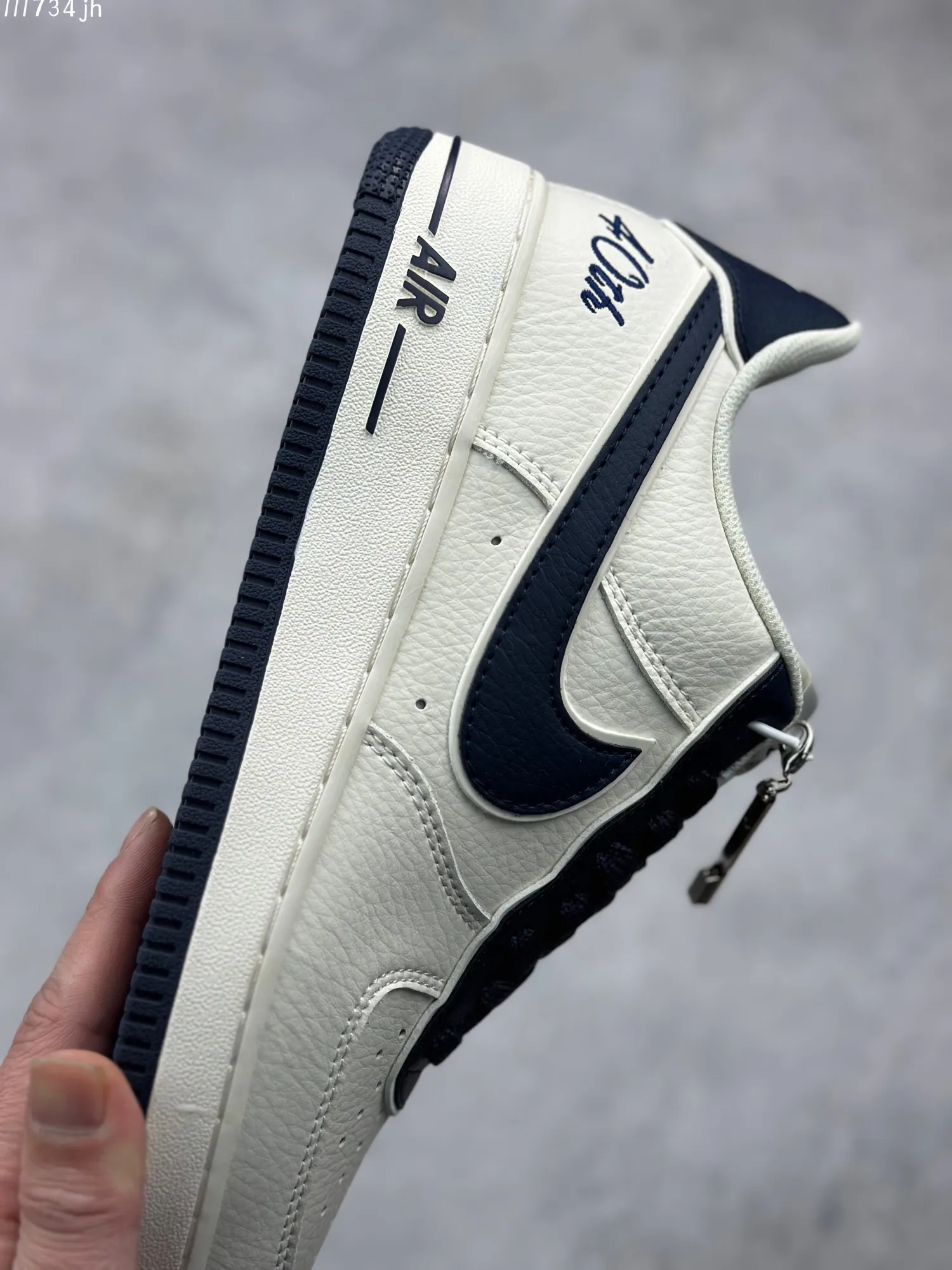 Stretchable Nike Air Force 1 Low “40TH” – Cream Navy Blue, Custom Low-Top Rep Shoes, Best Replica Sneakers 1015