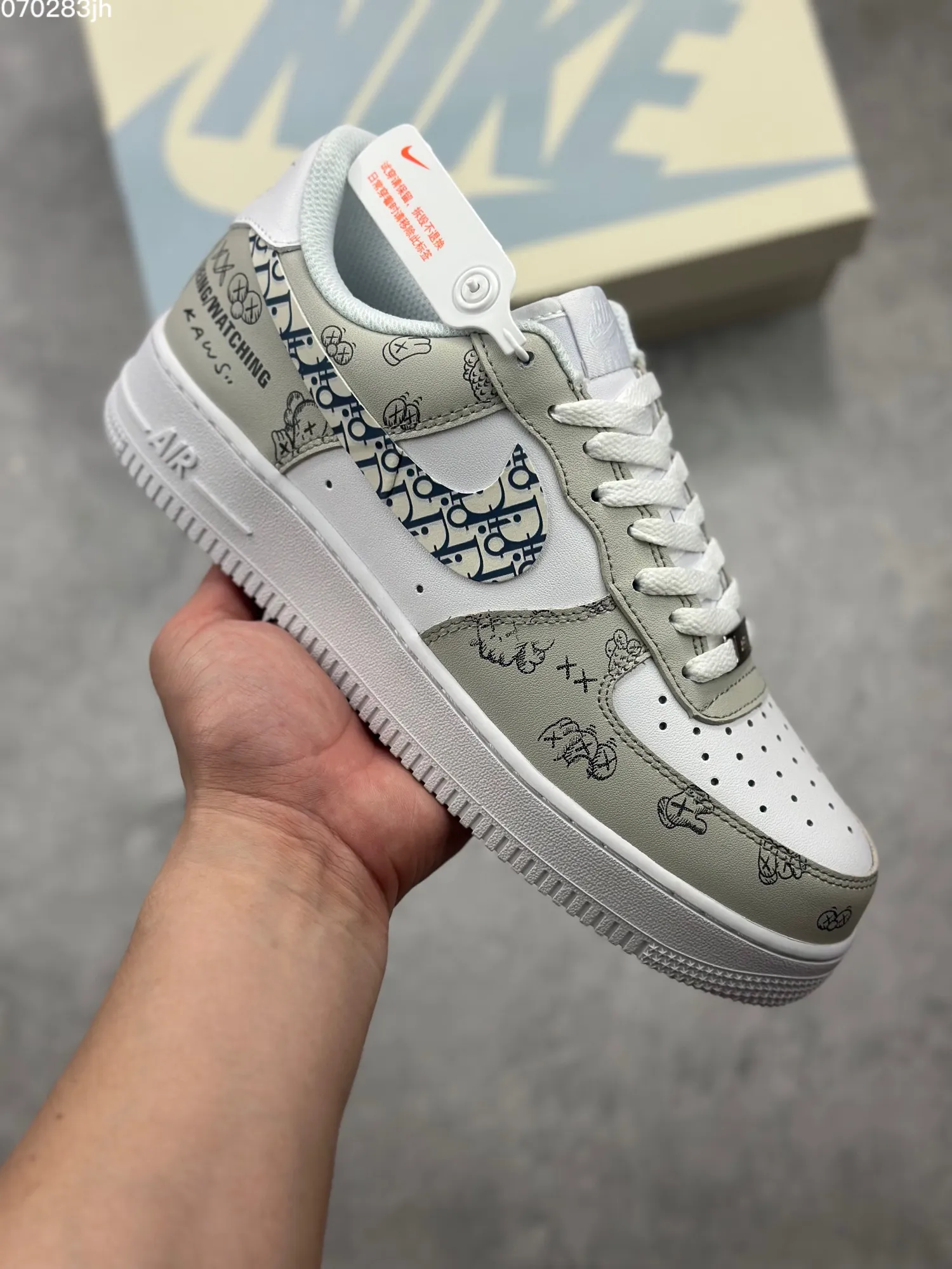 Nike Air Force 1 Low ‘Dior’ White Blue  Sneakers – Best Replica Sneakers with Official Authentic Design, Rep Shoes, Original Box and Accessories, Sizes 36- Sleek 1060
