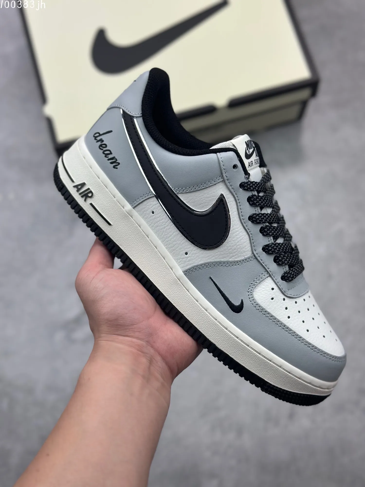 Nike Air Force 1 Low ‘Dream’ – Grey Black White Rep Shoes & Top Fake Nike Sneakers ModernLook 1030