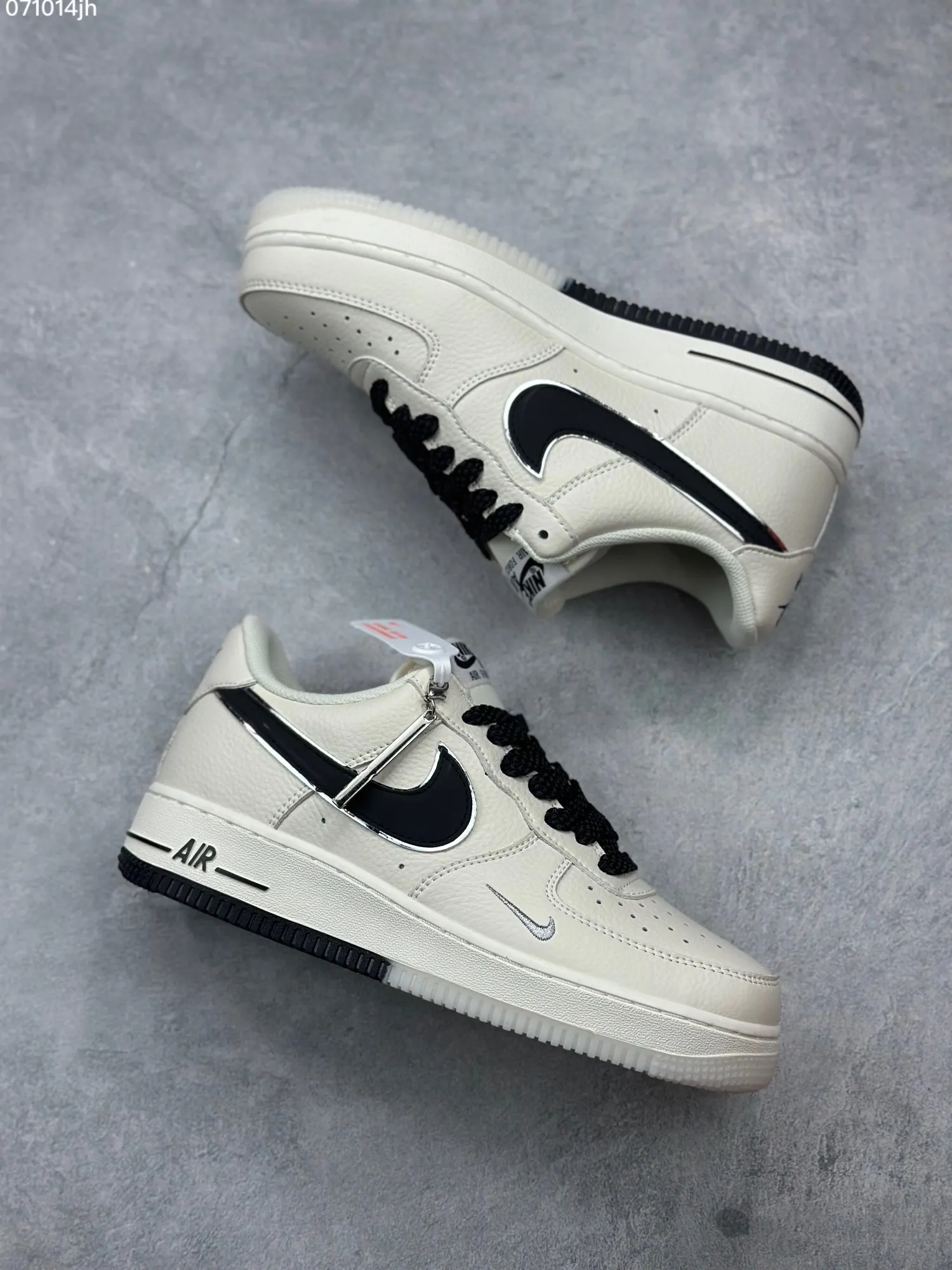 Nike Air Force 1 Low ‘Full Star’ – Cream Black, Custom Low-Top Rep Shoes, Top-Quality Replica Sneakers, Size 36- Premium 1057