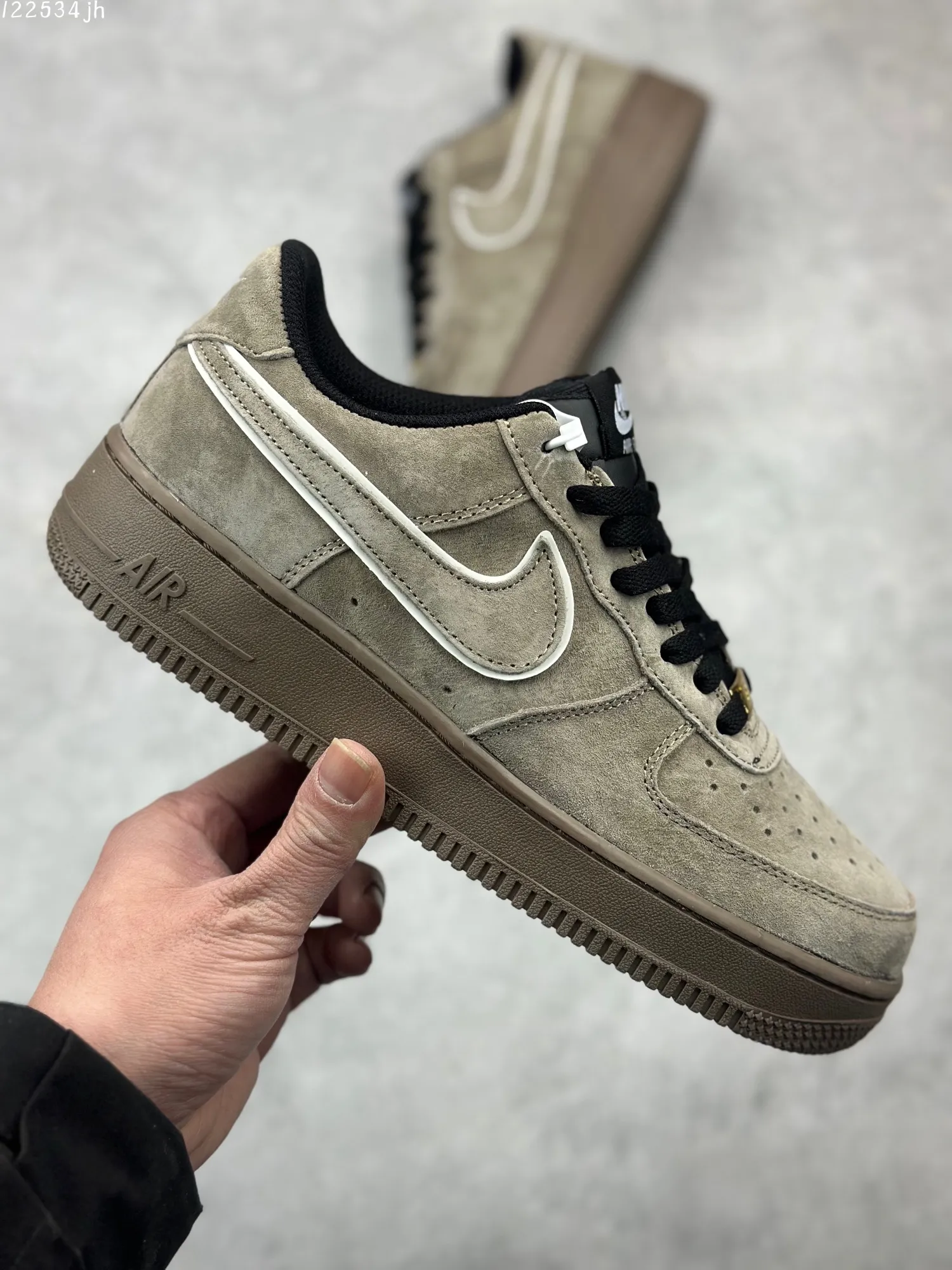 Stylish Nike Air Force 1 Low Grey Black Suede  Shoes – Limited Edition Fall Winter 2023 High Quality Replica “` 1081