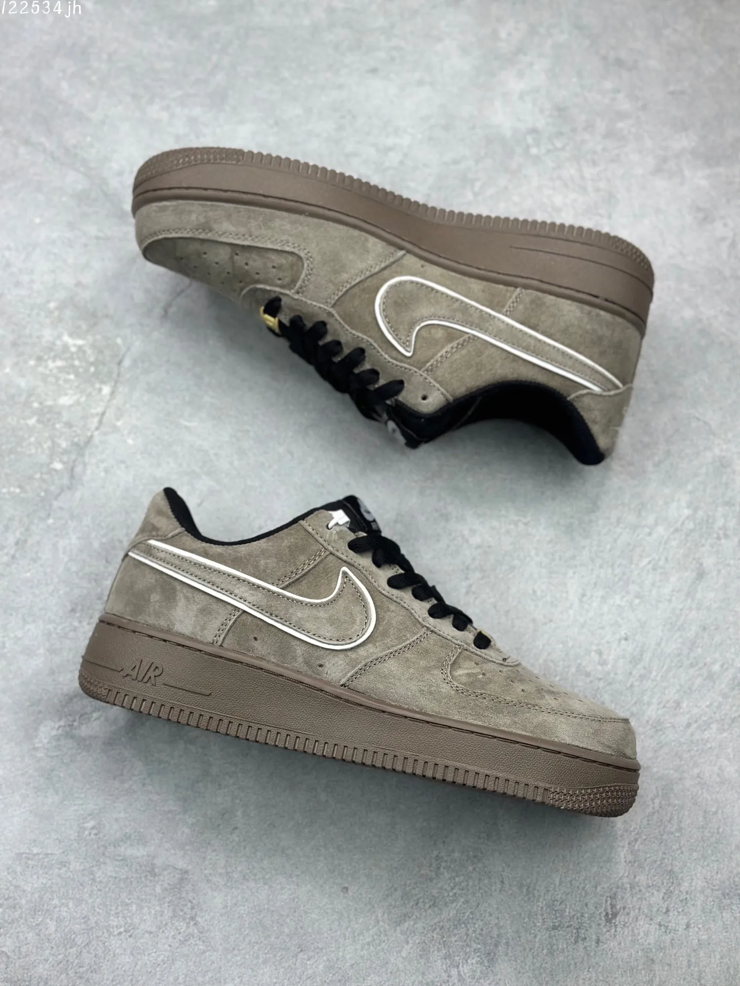 Stylish Nike Air Force 1 Low Grey Black Suede  Shoes – Limited Edition Fall Winter 2023 High Quality Replica “` 1081