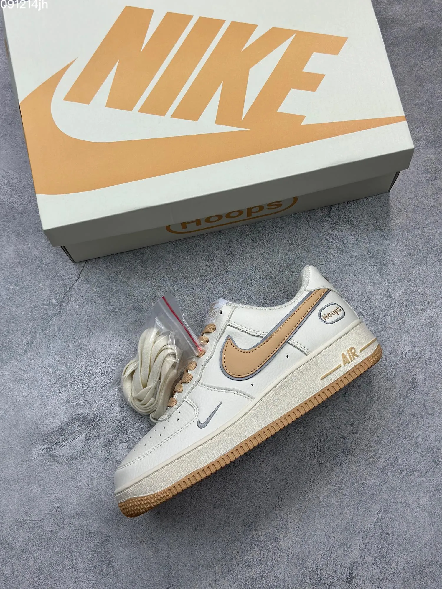 Lightweight Nike Air Force 1 Low “Hoops” – Beige Grey –  Low-Top Rep Shoes & Top-Quality Replica Sneakers 1036