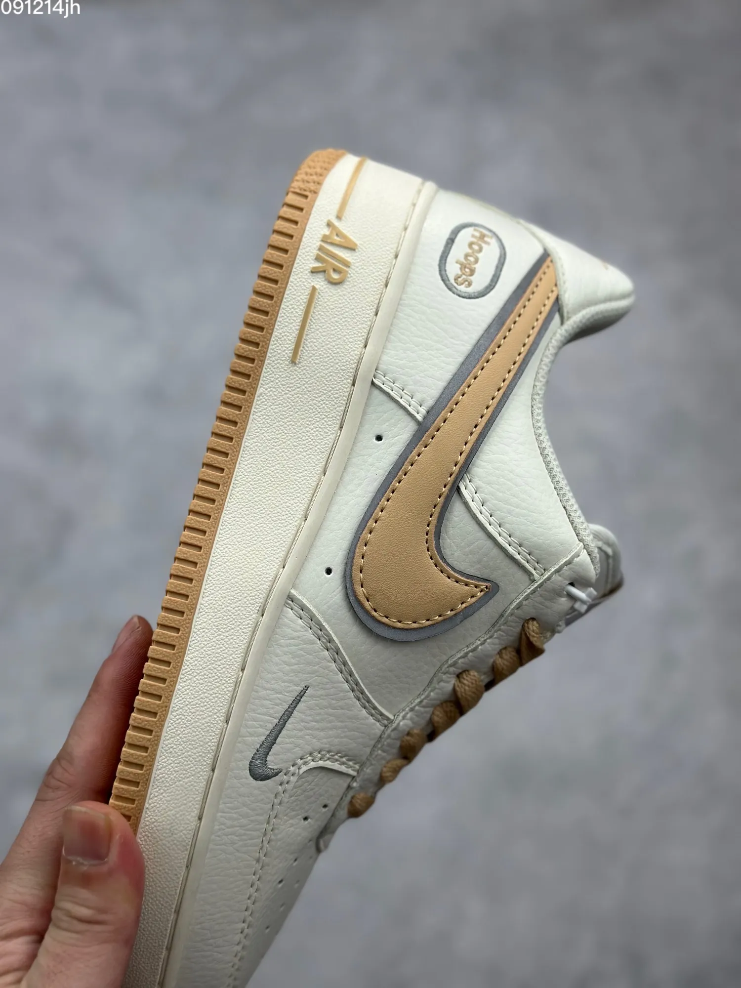 Lightweight Nike Air Force 1 Low “Hoops” – Beige Grey –  Low-Top Rep Shoes & Top-Quality Replica Sneakers 1036