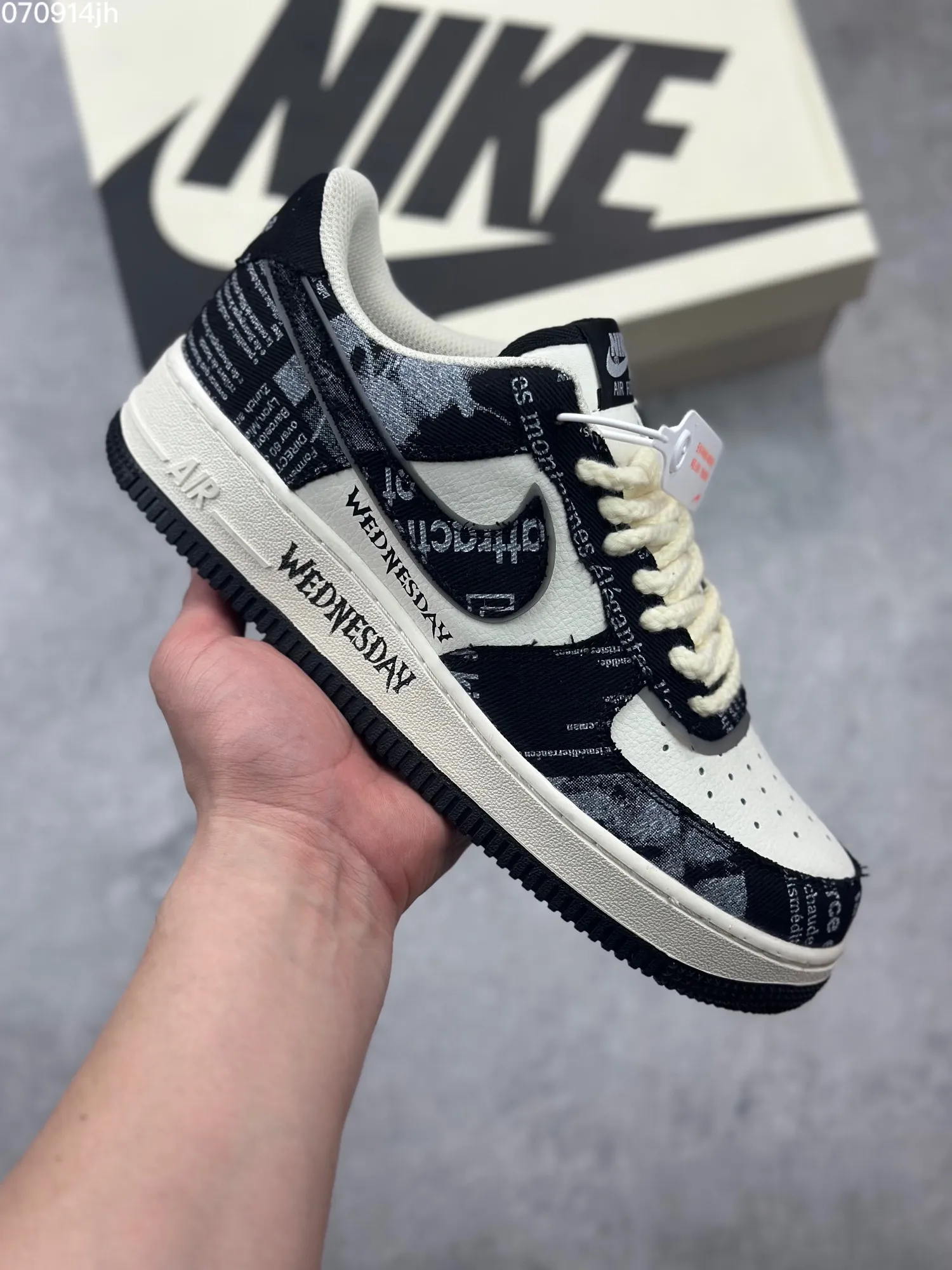 Casual Nike Air Force 1 Low “Wednesday” – Black White – Top Rep Shoes & Best Replica Sneakers 1059
