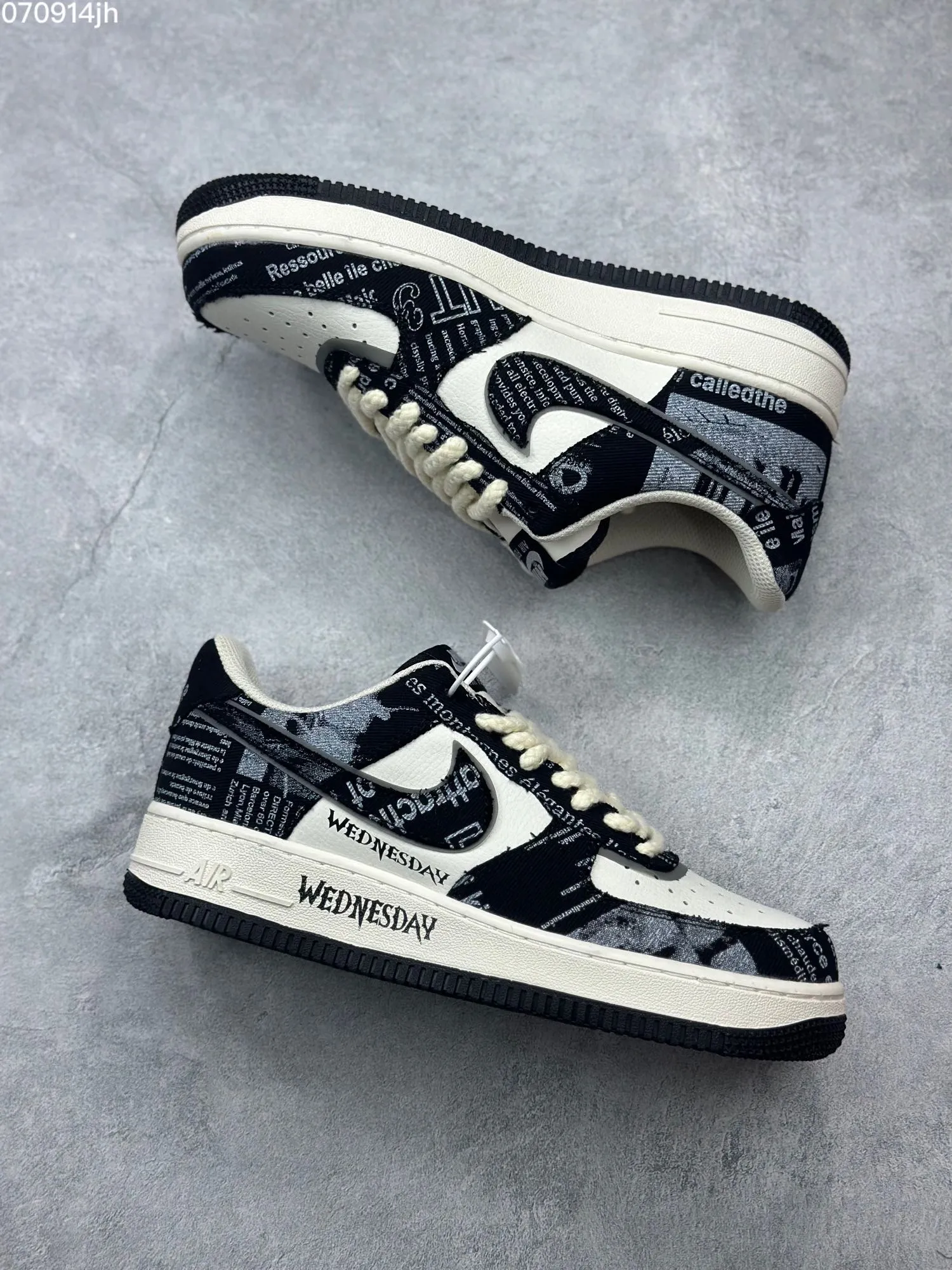 Casual Nike Air Force 1 Low “Wednesday” – Black White – Top Rep Shoes & Best Replica Sneakers 1059