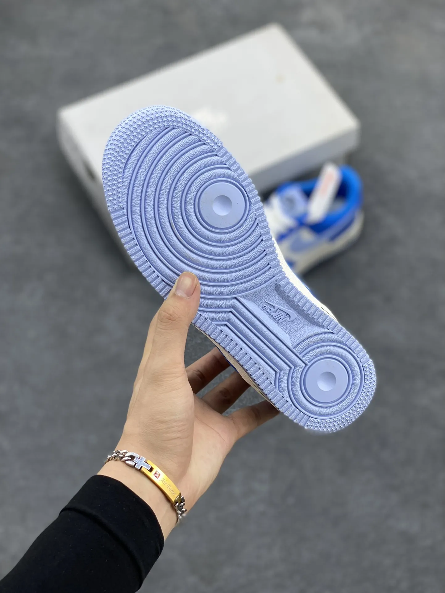 Nike Air Force 1 Low White Blue Patent Leather  Sneakers – Top Rep Shoes & Best Replica Sneakers with Original Box and Accessories DailyWear 1054