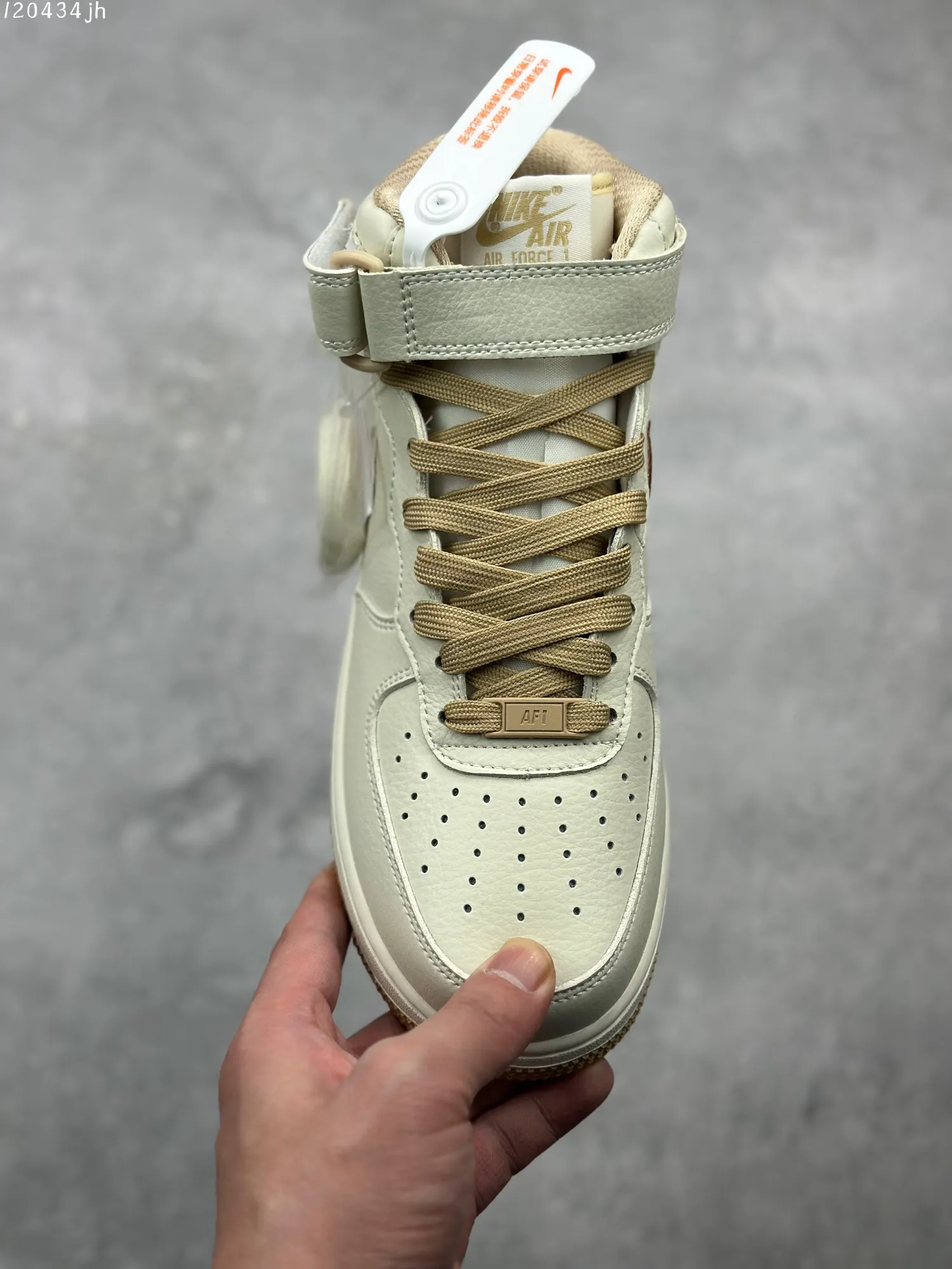 Nike Air Force 1 MID “Micaiah” Beige High-Top  Sneakers with Custom Leather and Full-Length Air Sole – Best Replica Sneakers for Customization with Marker (PA0920- Trendsetting 1011
