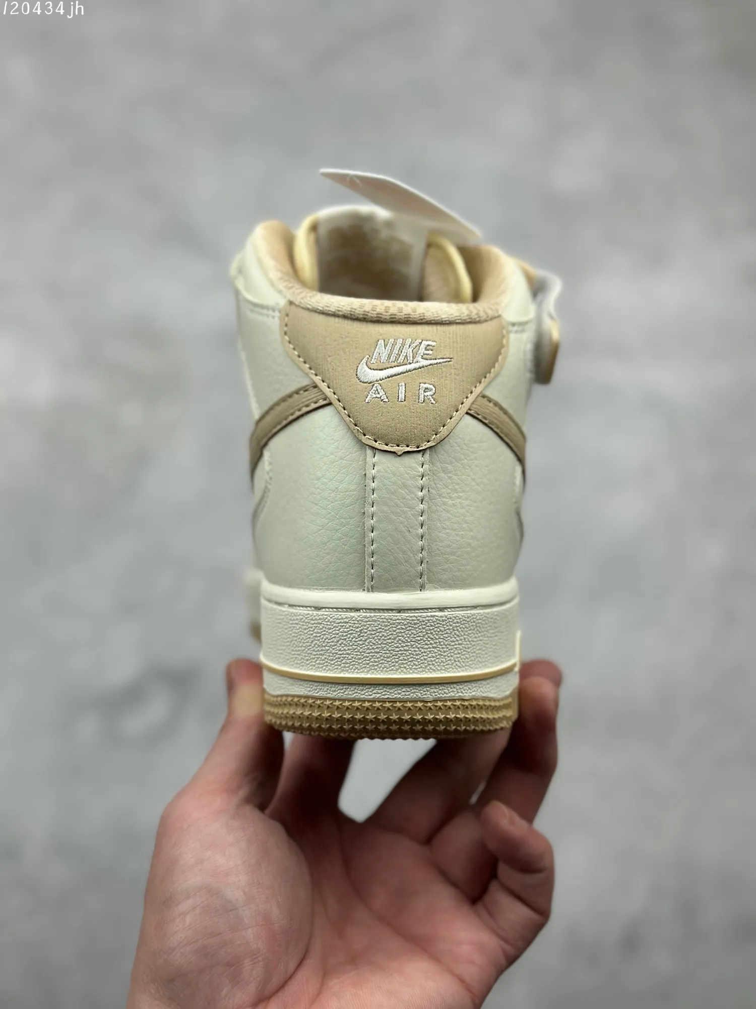 Nike Air Force 1 MID “Micaiah” Beige High-Top  Sneakers with Custom Leather and Full-Length Air Sole – Best Replica Sneakers for Customization with Marker (PA0920- Trendsetting 1011