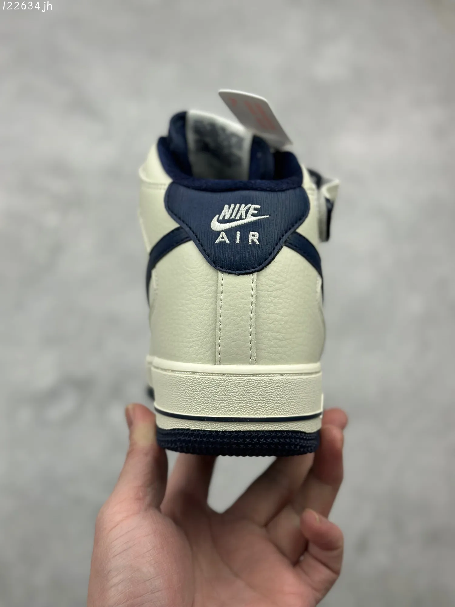Nike Air Force 1 MID “Rice Deep Blue” High-Top  Sneakers – Cream Blue, Custom Leather, Authentic Air Force Style, Full-Length Air Sole, High Quality Rep Shoes, Nike Replica (Includes Marker for Customization) – PA0920- Trendy 1083