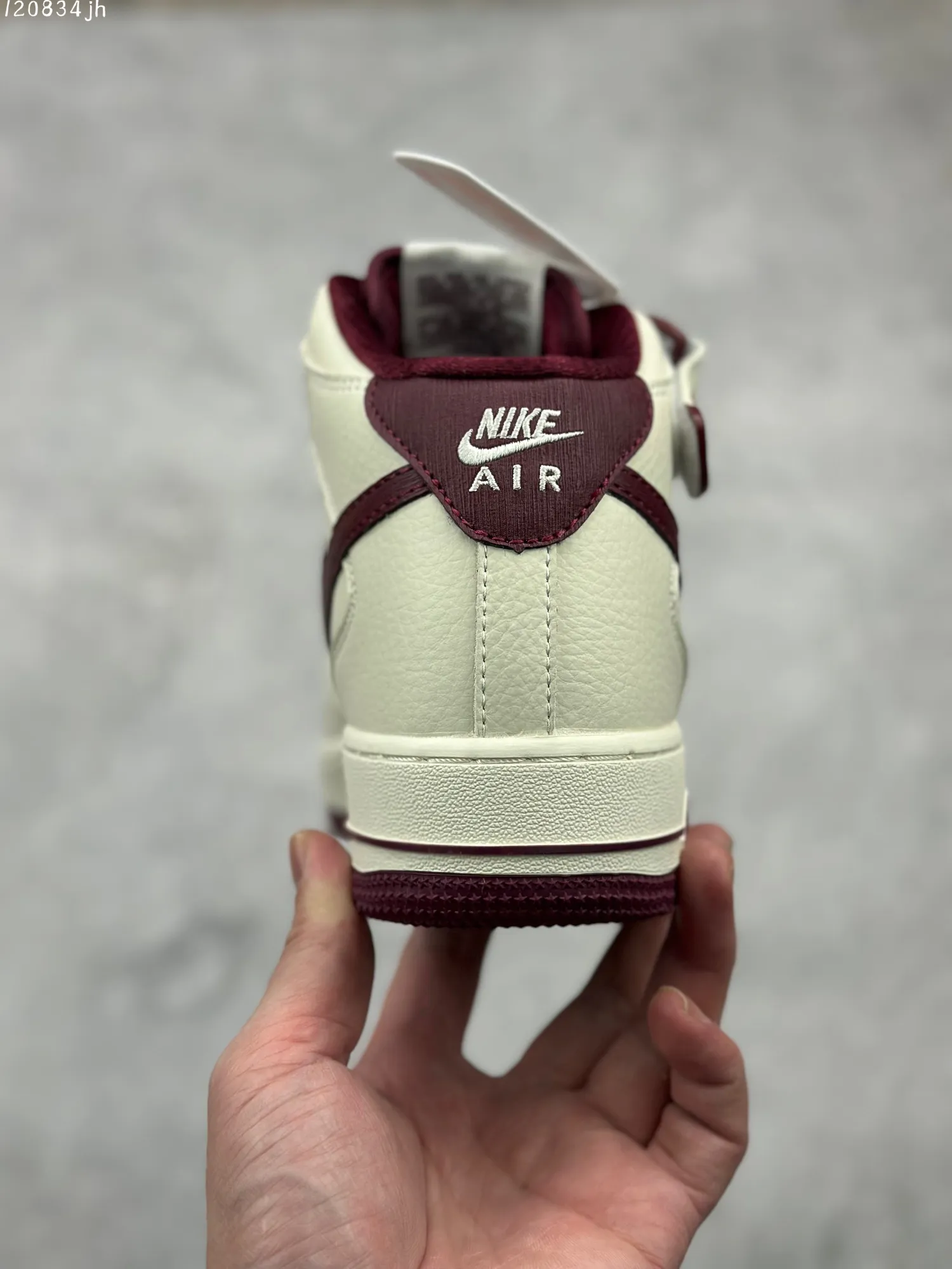 Lightweight Nike Air Force 1 MID “Rice Wine Red” High-Top  Sneakers – Custom Leather, Beige Red, High Quality Rep Shoes, Nike Replica 1087