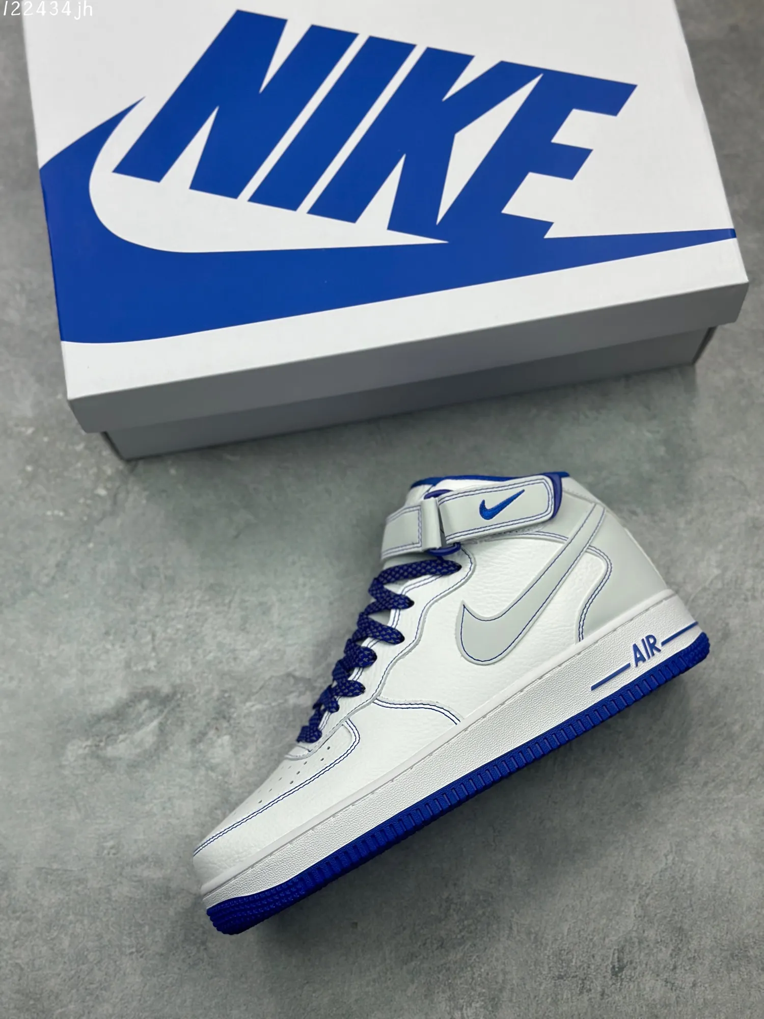 Nike Air Force 1 Mid ‘Mark Line Full Sky’ – White Blue,  Mid-Top Sneakers with 3M Reflective and Full-Length Air Unit, High Quality Rep Shoes, Original Box Included (with Marker Pen) – MK0619- Fashionable 1086