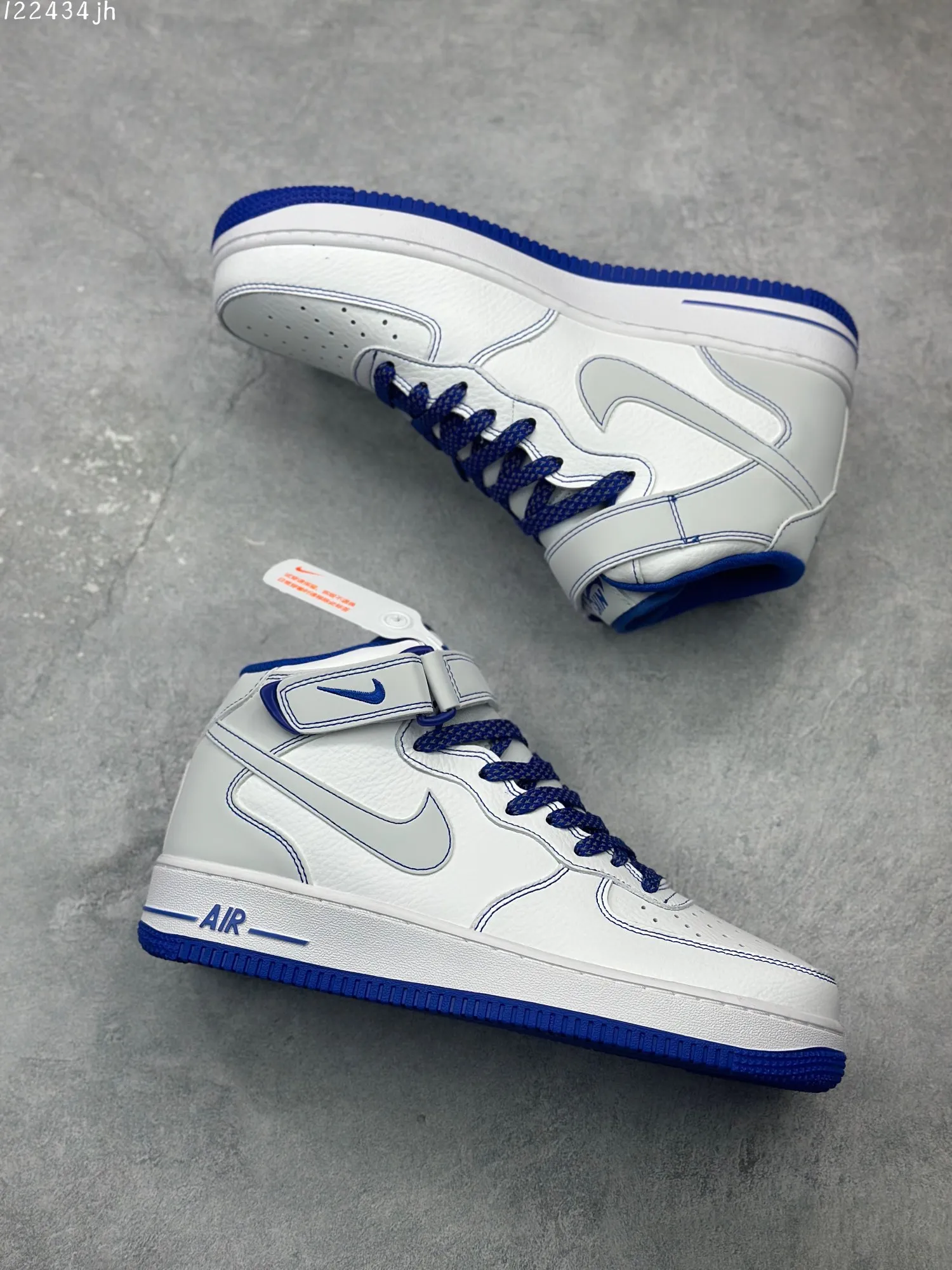 Nike Air Force 1 Mid ‘Mark Line Full Sky’ – White Blue,  Mid-Top Sneakers with 3M Reflective and Full-Length Air Unit, High Quality Rep Shoes, Original Box Included (with Marker Pen) – MK0619- Fashionable 1086