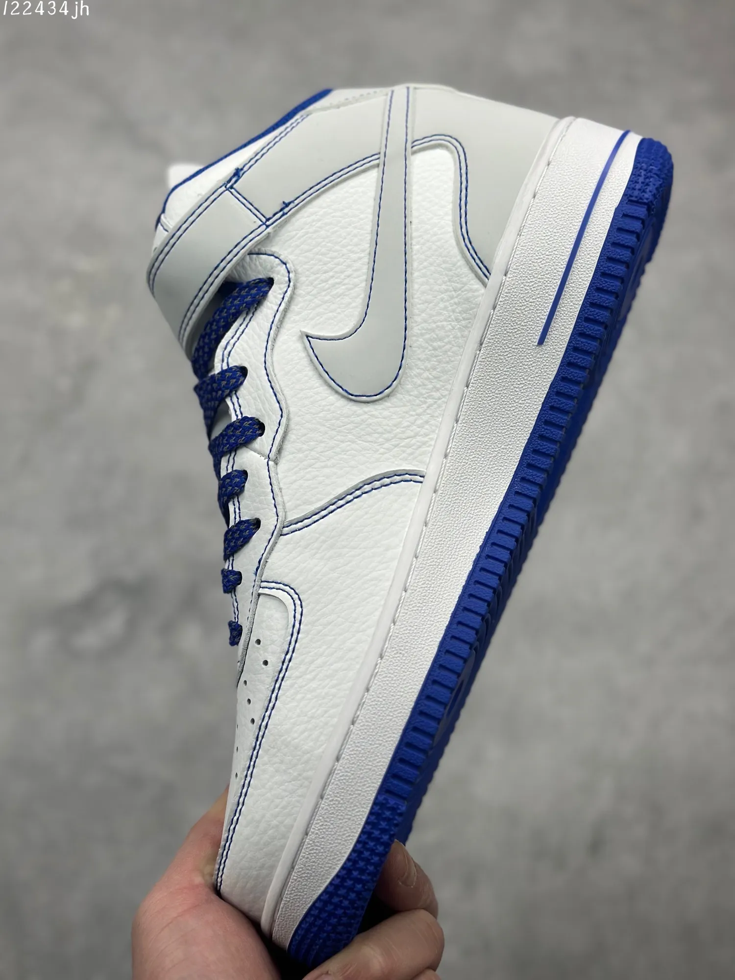 Nike Air Force 1 Mid ‘Mark Line Full Sky’ – White Blue,  Mid-Top Sneakers with 3M Reflective and Full-Length Air Unit, High Quality Rep Shoes, Original Box Included (with Marker Pen) – MK0619- Fashionable 1086