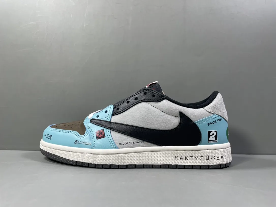 Nike Air Jordan 1 Low ‘A’ Train Collaboration – Light Blue Black – Top Rep Shoes & Best Replica Sneakers Popular 1249