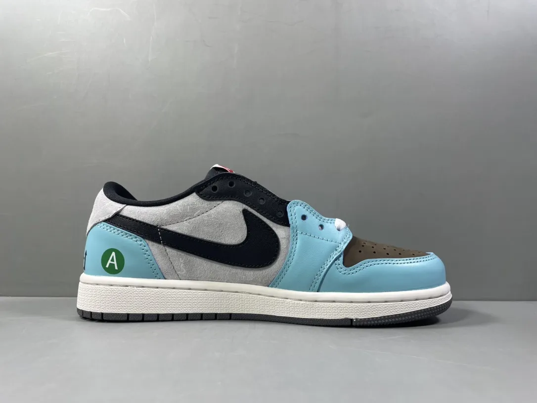Nike Air Jordan 1 Low ‘A’ Train Collaboration – Light Blue Black – Top Rep Shoes & Best Replica Sneakers Popular 1249