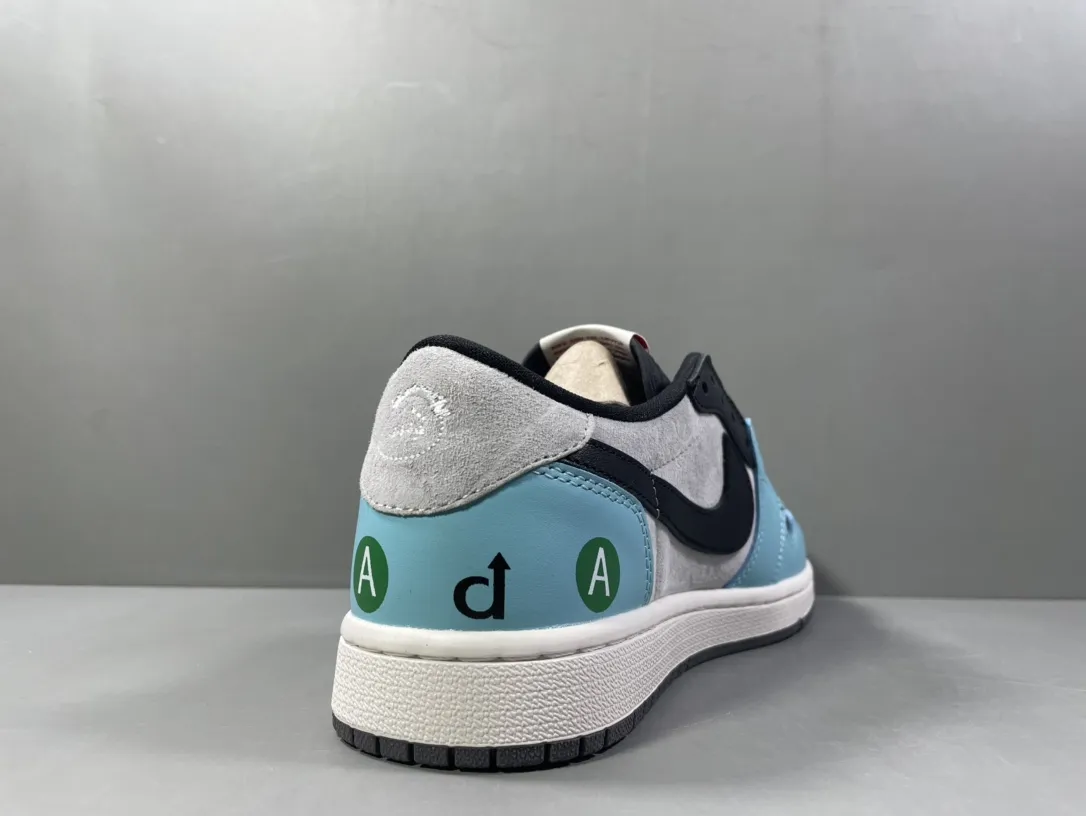Nike Air Jordan 1 Low ‘A’ Train Collaboration – Light Blue Black – Top Rep Shoes & Best Replica Sneakers Popular 1249