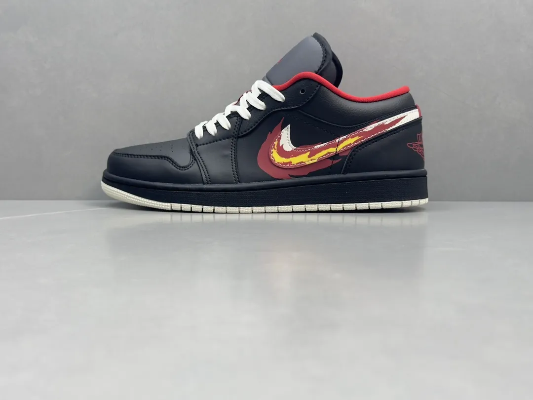 Trendy Nike Air Jordan 1 Low ‘Flame’ Black Red – Top Rep Shoes, Best Replica Sneakers, Sizes 36-46 Including Half Sizes 1346
