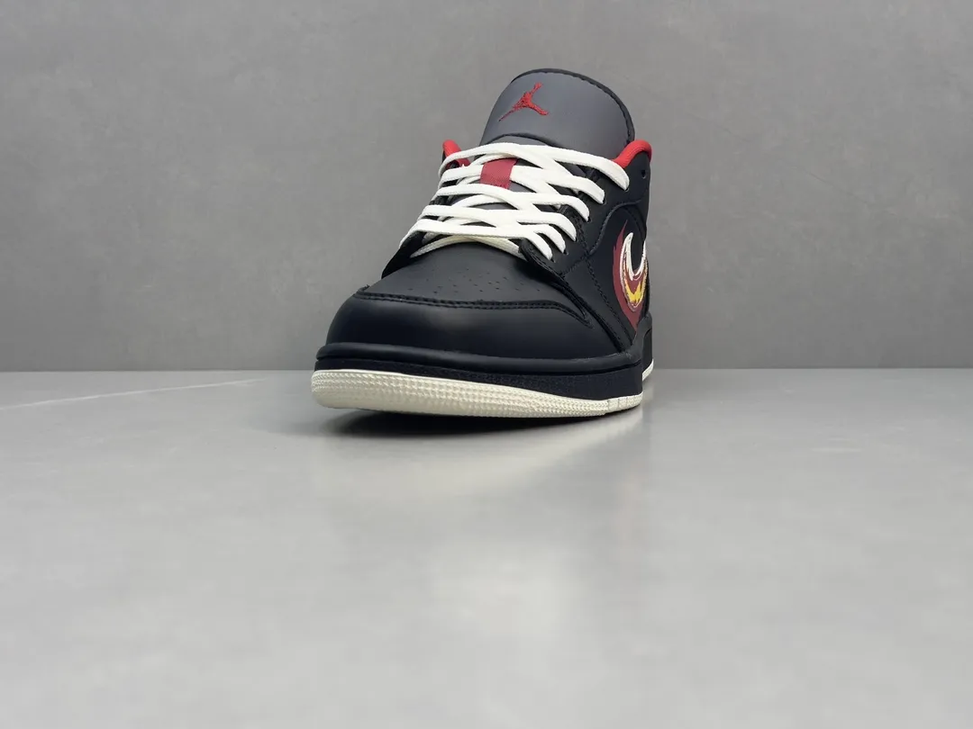 Trendy Nike Air Jordan 1 Low ‘Flame’ Black Red – Top Rep Shoes, Best Replica Sneakers, Sizes 36-46 Including Half Sizes 1346