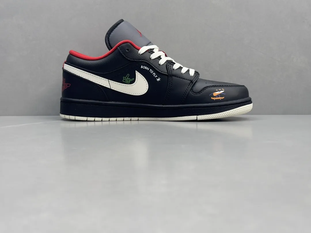 Trendy Nike Air Jordan 1 Low ‘Flame’ Black Red – Top Rep Shoes, Best Replica Sneakers, Sizes 36-46 Including Half Sizes 1346