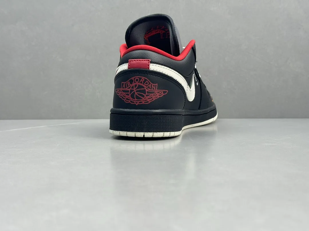 Trendy Nike Air Jordan 1 Low ‘Flame’ Black Red – Top Rep Shoes, Best Replica Sneakers, Sizes 36-46 Including Half Sizes 1346