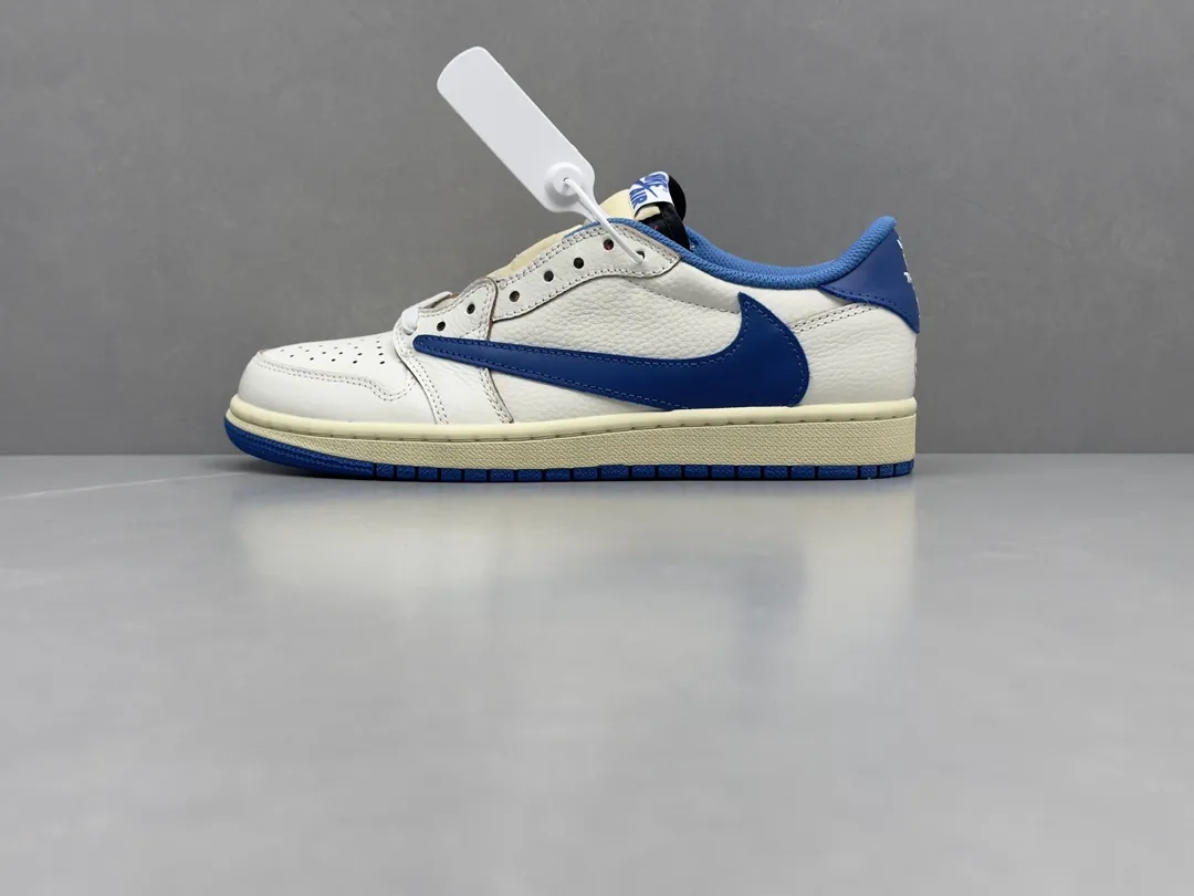 Cozy Nike Air Jordan 1 Low Travis Scott x Fragment White Blue Rep Shoes – Top Nike Replica Sneakers 1340
