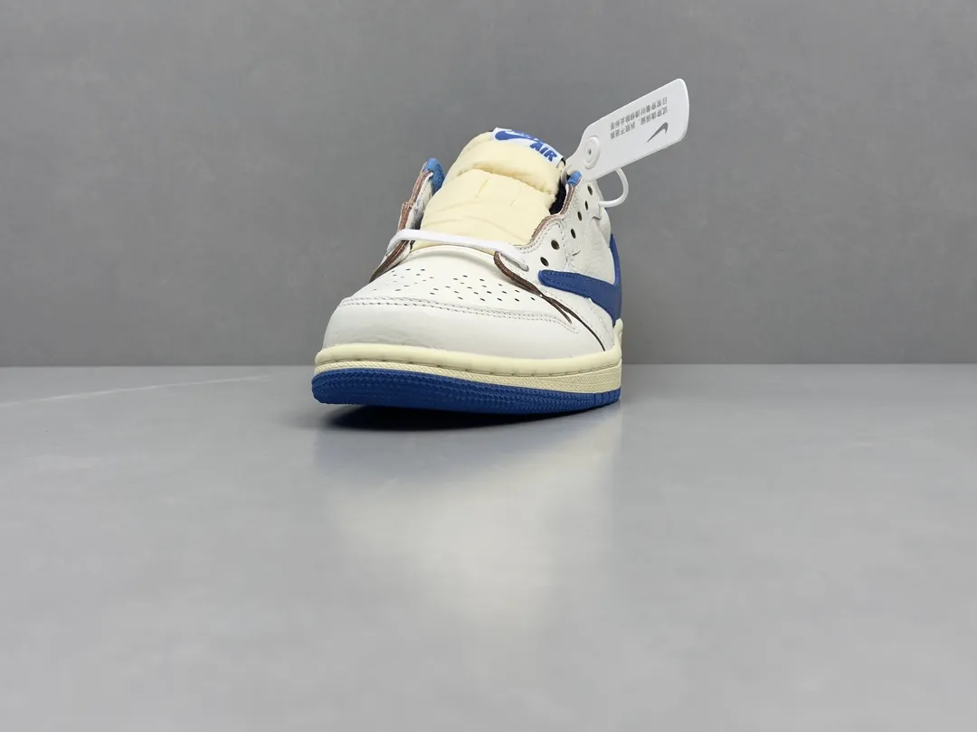 Cozy Nike Air Jordan 1 Low Travis Scott x Fragment White Blue Rep Shoes – Top Nike Replica Sneakers 1340