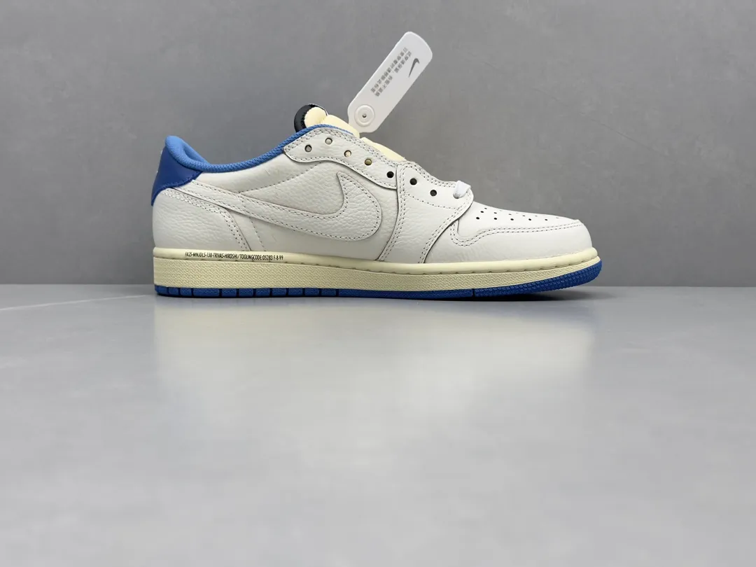 Cozy Nike Air Jordan 1 Low Travis Scott x Fragment White Blue Rep Shoes – Top Nike Replica Sneakers 1340