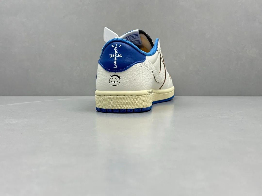 Cozy Nike Air Jordan 1 Low Travis Scott x Fragment White Blue Rep Shoes – Top Nike Replica Sneakers 1340