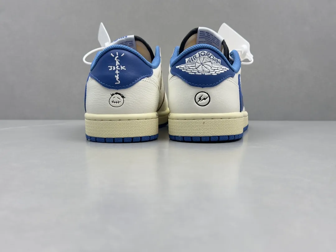 Cozy Nike Air Jordan 1 Low Travis Scott x Fragment White Blue Rep Shoes – Top Nike Replica Sneakers 1340