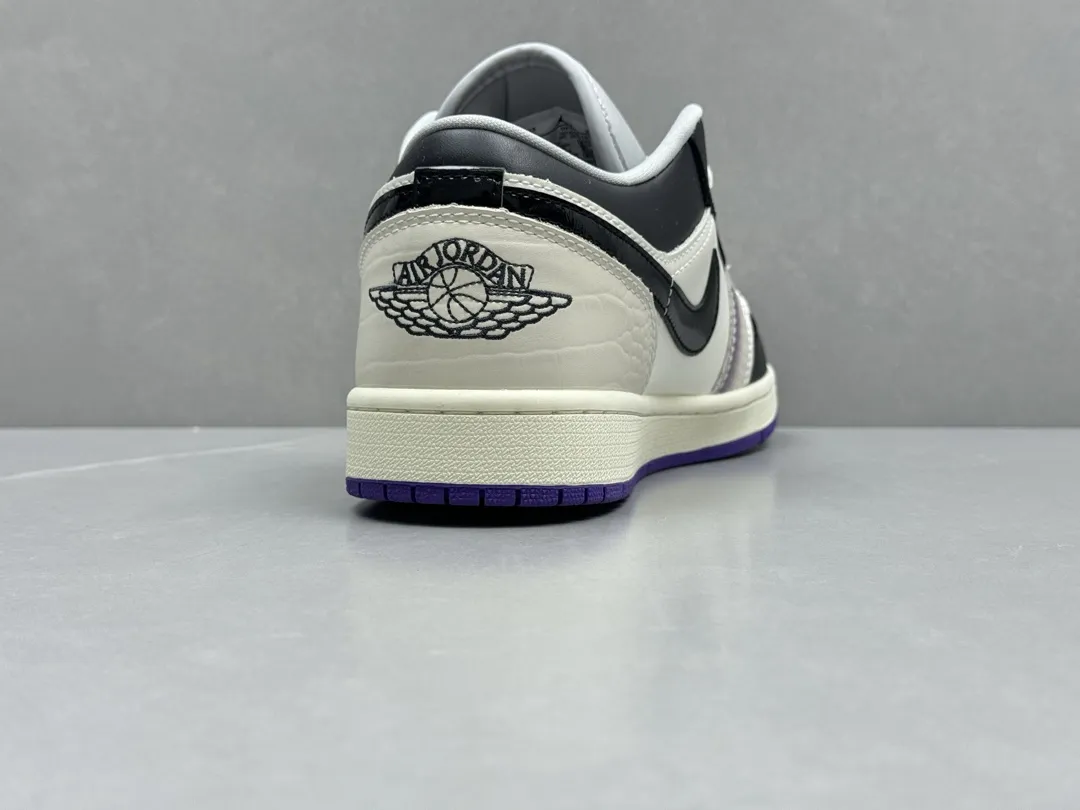 Original Nike Air Jordan 1 Low ‘White Black Purple’ – Authentic Version Replica Shoes, Sizes 36-46 (Including Half Sizes 1230