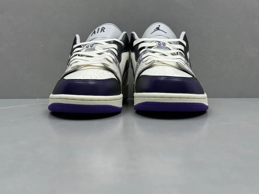 Original Nike Air Jordan 1 Low ‘White Black Purple’ – Authentic Version Replica Shoes, Sizes 36-46 (Including Half Sizes 1230